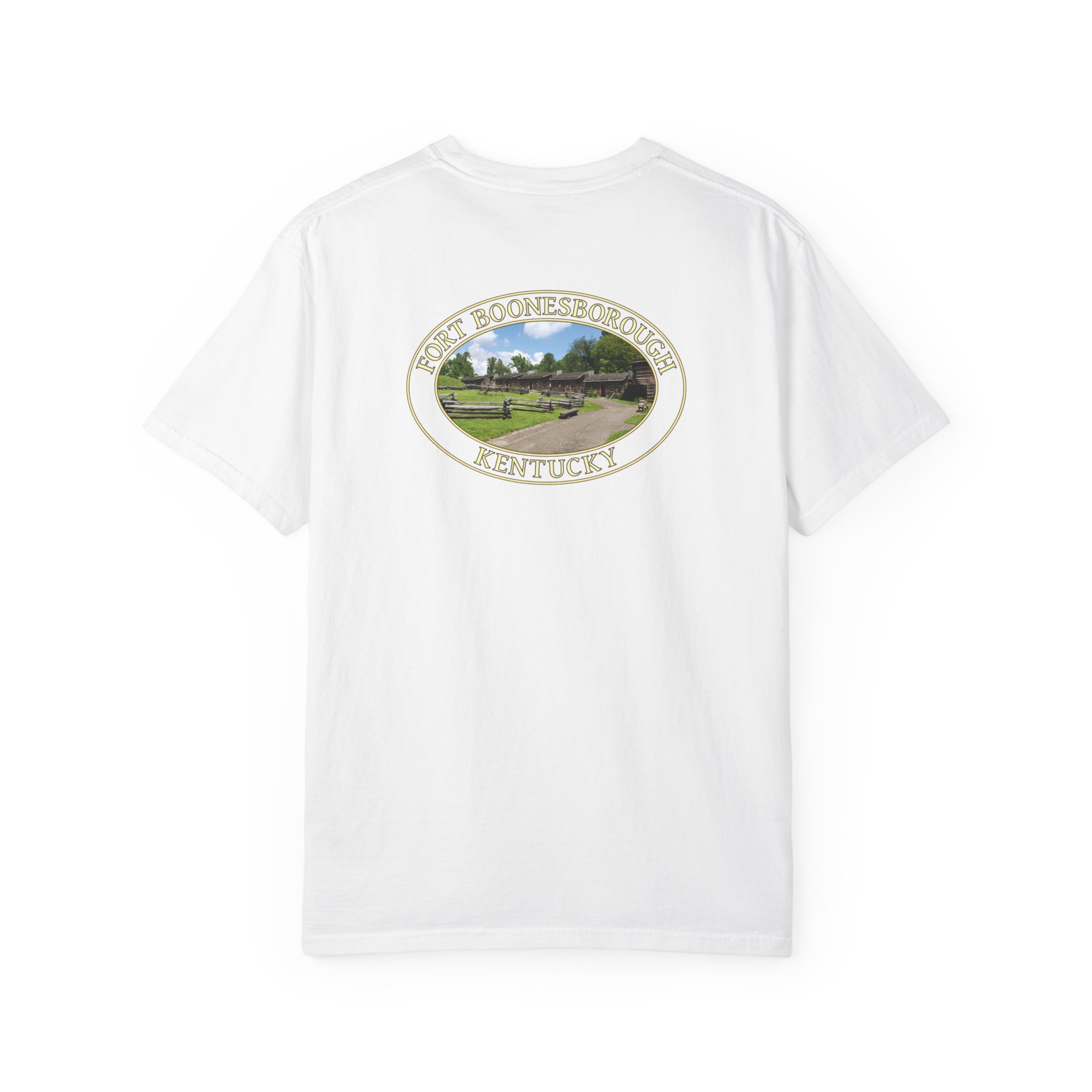 Historic Reproduction Buildings at Fort Boonesborough Kentucky Relaxed Fit Garment-Dyed Heavyweight T-Shirt for Outdoor and Travel Lovers - Image 6