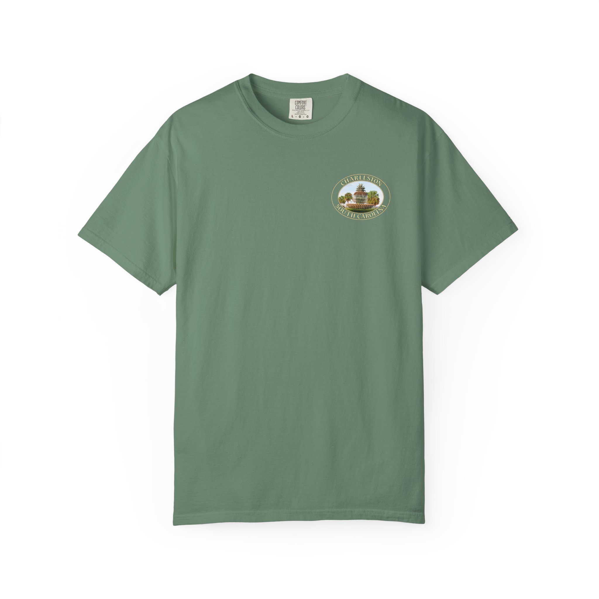 Pineapple Fountain Charleston SC Scenic Photography Garment-Dyed Heavyweight T-Shirt - Image 2