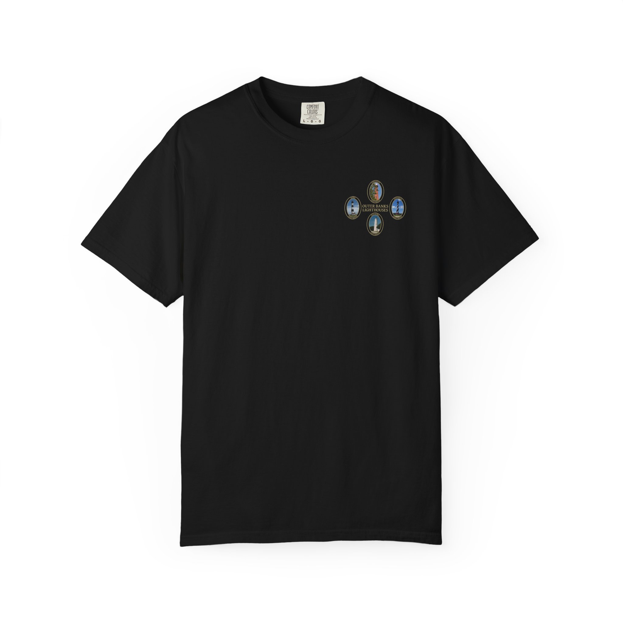Ocracoke, Hatteras, Bodie and Currituck Lighthouses on Outer Banks North Carolina Garment-Dyed Heavyweight T-Shirt - Image 21
