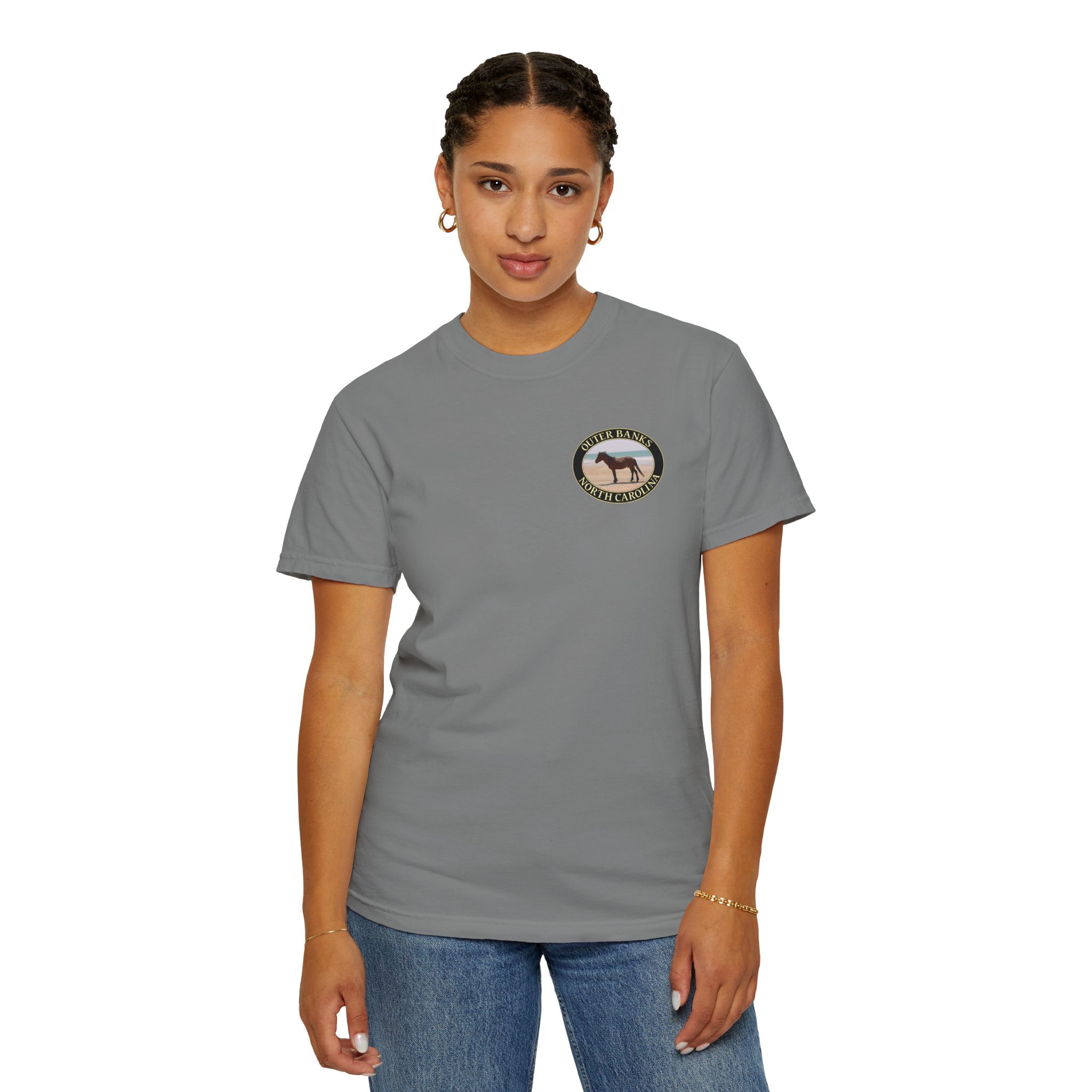 Wild Horse on the Beach at Outer Banks of North Carolina, Relaxed Fit Garment-Dyed Heavyweight T-Shirt, 2-sided Print - Image 15