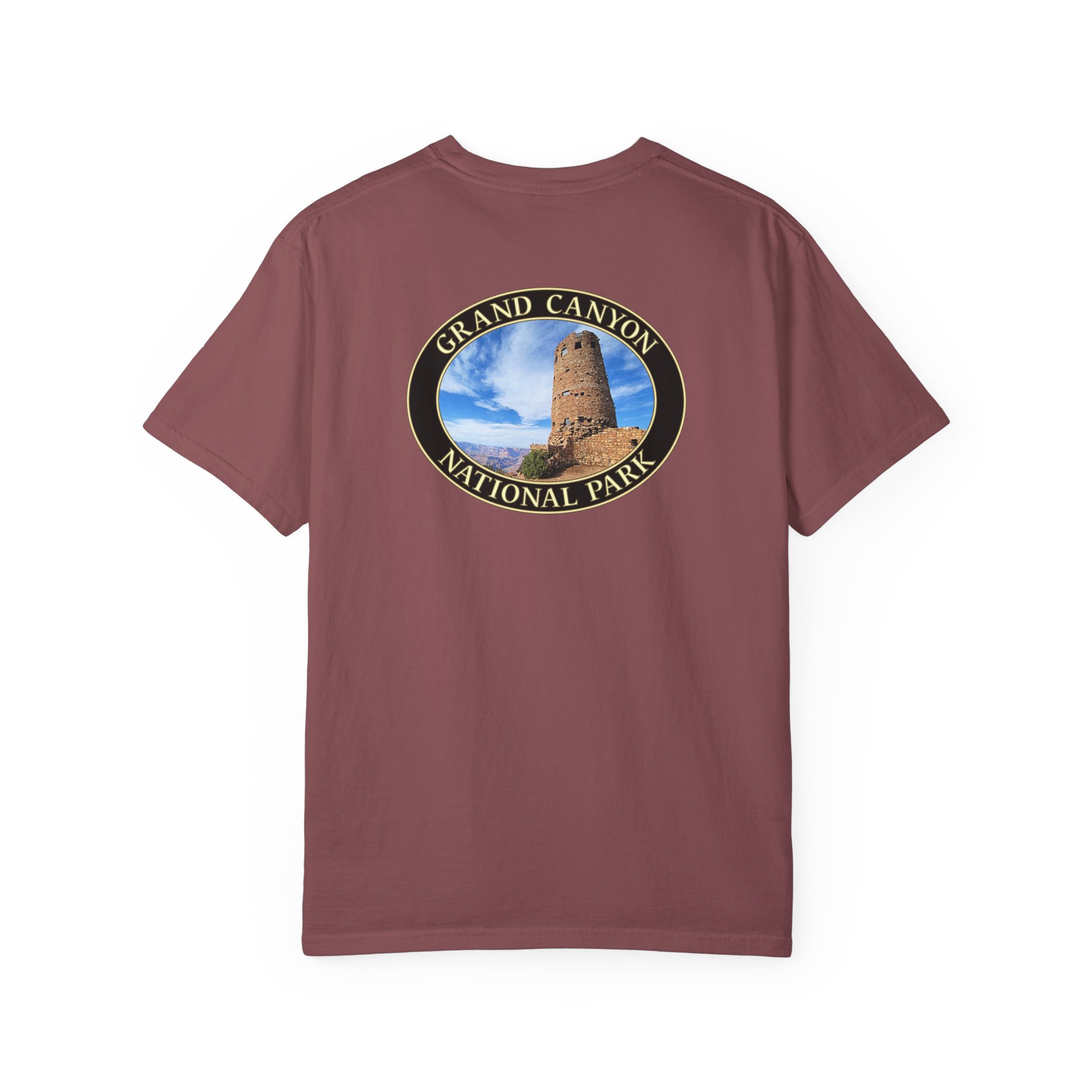 Desert View Watchtower at Grand Canyon National Park Scenic Travel T-Shirt with Relaxed Fit, Garment Dyed Heavyweight Tee - Image 3