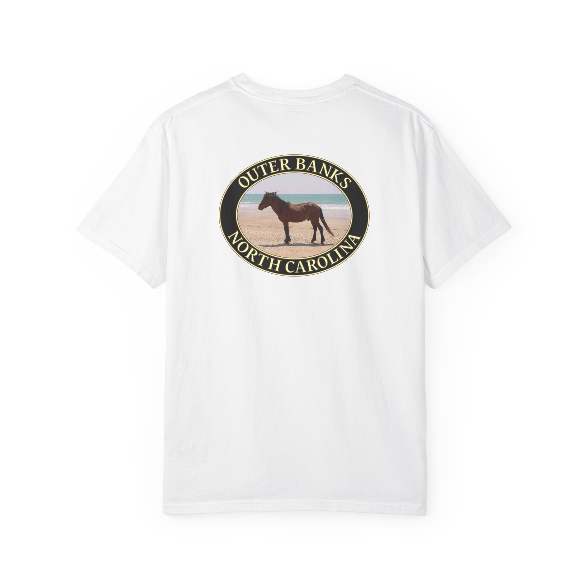 Wild Horse on the Beach at Outer Banks of North Carolina, Relaxed Fit Garment-Dyed Heavyweight T-Shirt, 2-sided Print - Image 6