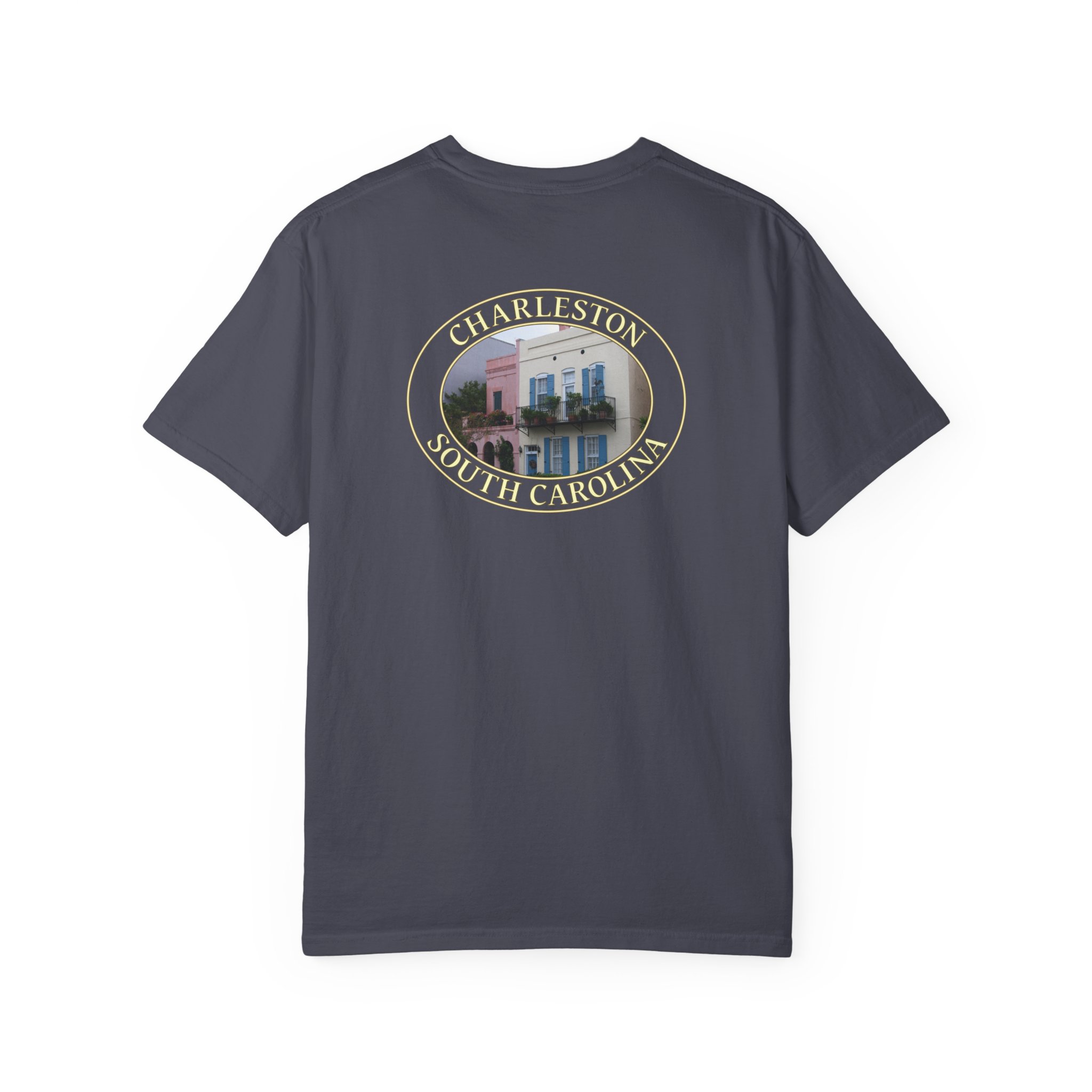 Rainbow Row Houses Charleston SC Scenic Garment-Dyed Heavyweight T-Shirt with Relaxed Fit - Image 26