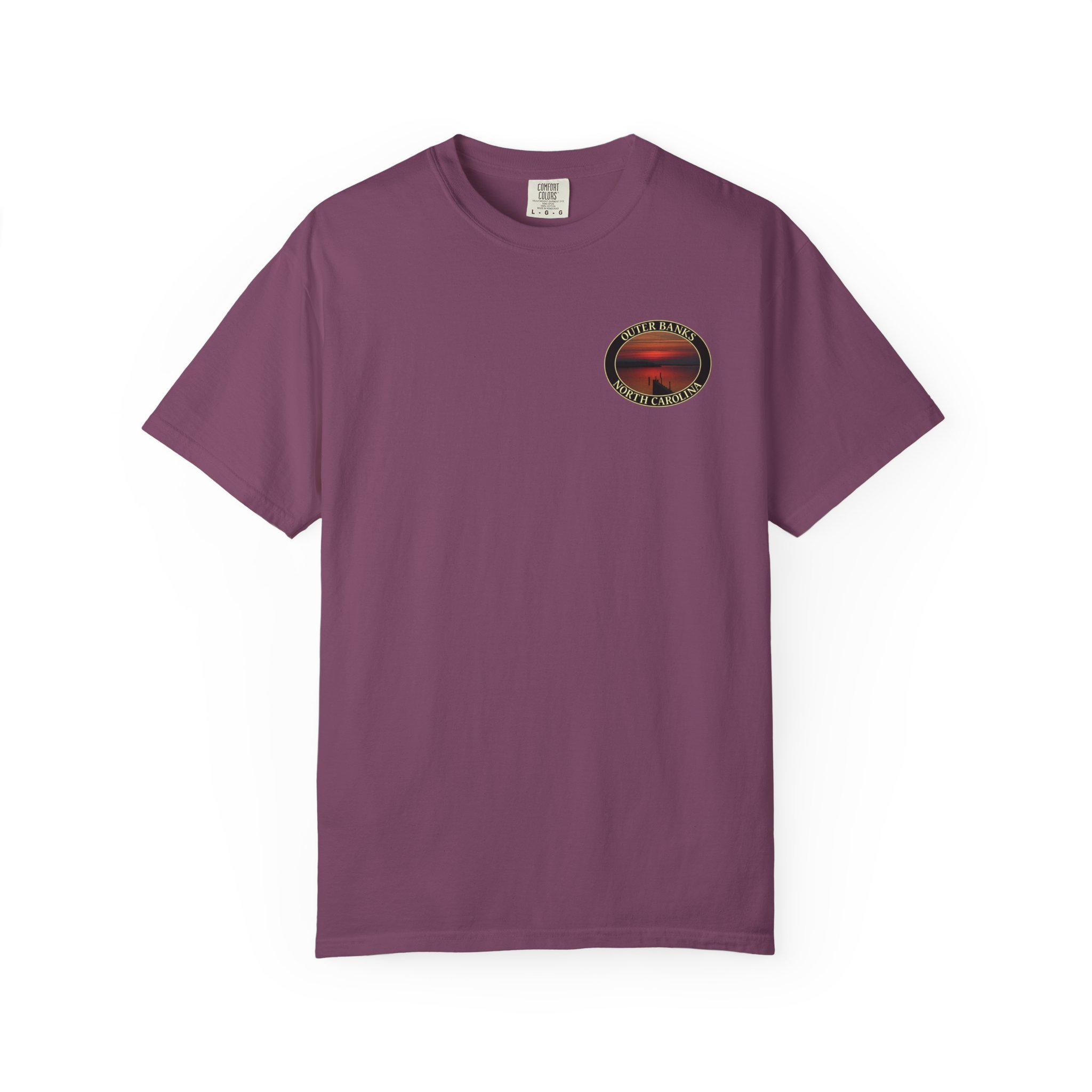 Red Sunset over Albemarle Sound on Outer Banks North Carolina Relaxed Fit Garment-Dyed Heavyweight T-Shirt - Image 25