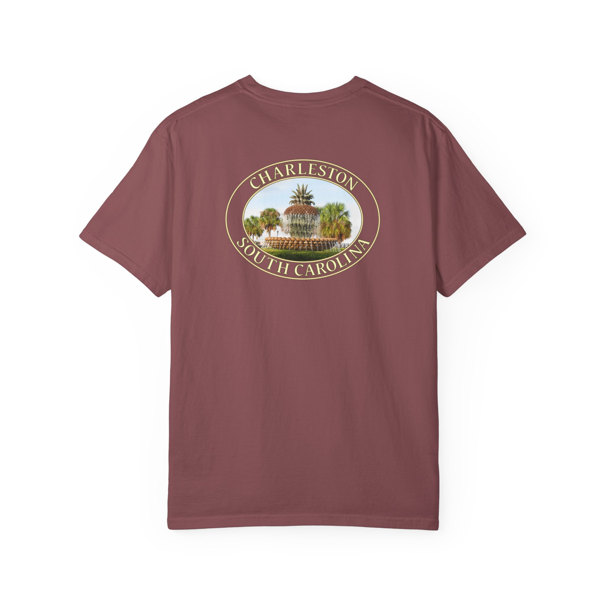 Pineapple Fountain Charleston SC Scenic Photography Garment-Dyed Heavyweight T-Shirt - Image 10