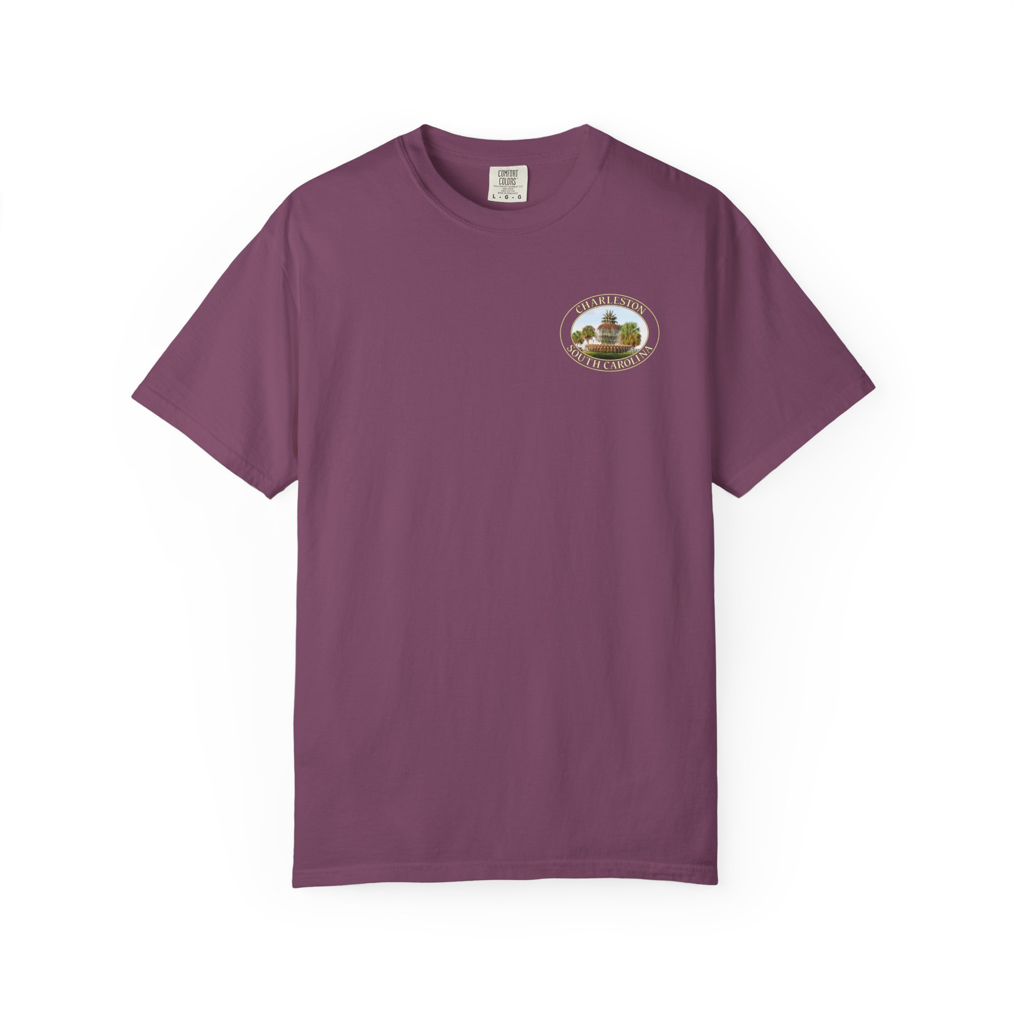 Pineapple Fountain Charleston SC Scenic Photography Garment-Dyed Heavyweight T-Shirt - Image 25