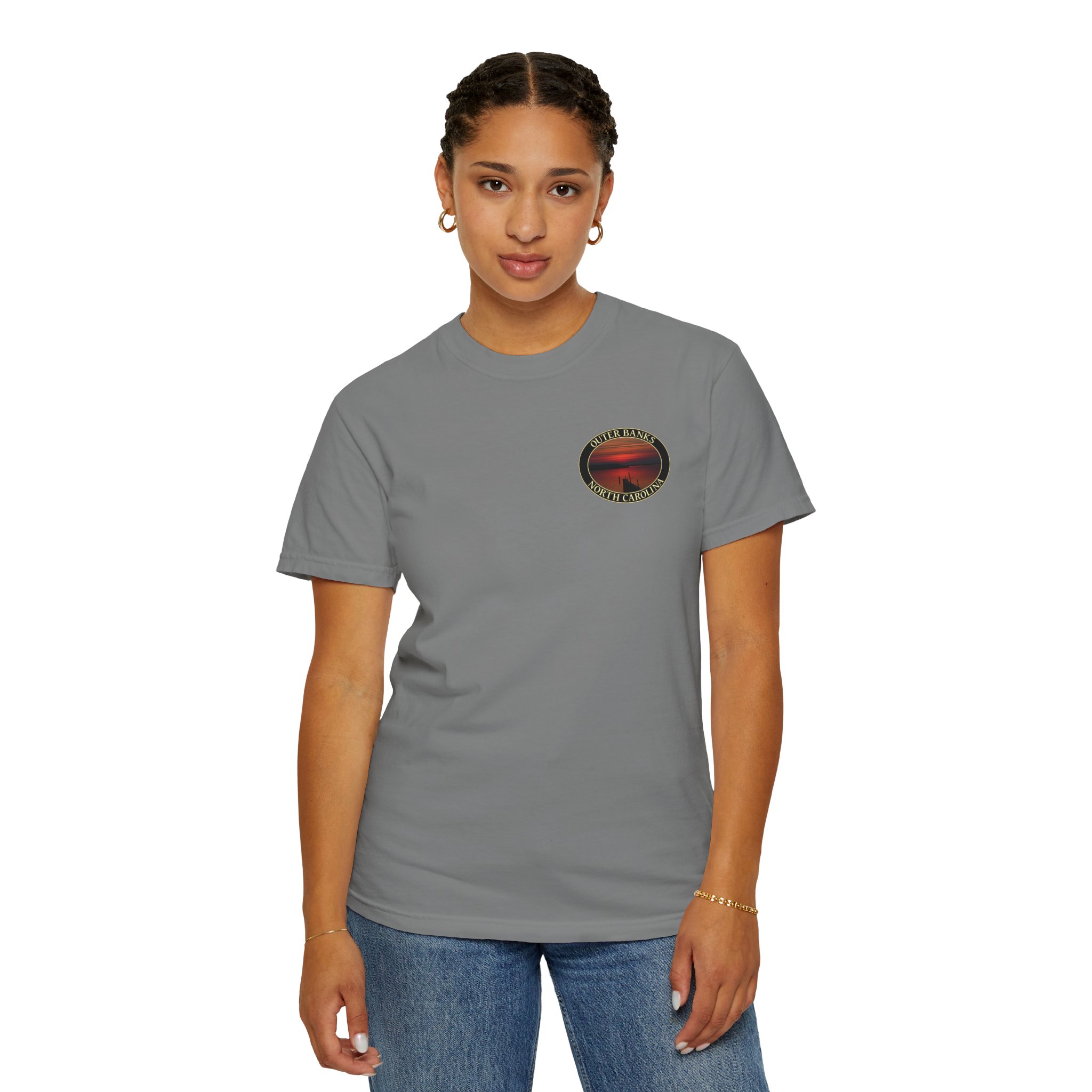 Red Sunset over Albemarle Sound on Outer Banks North Carolina Relaxed Fit Garment-Dyed Heavyweight T-Shirt - Image 15