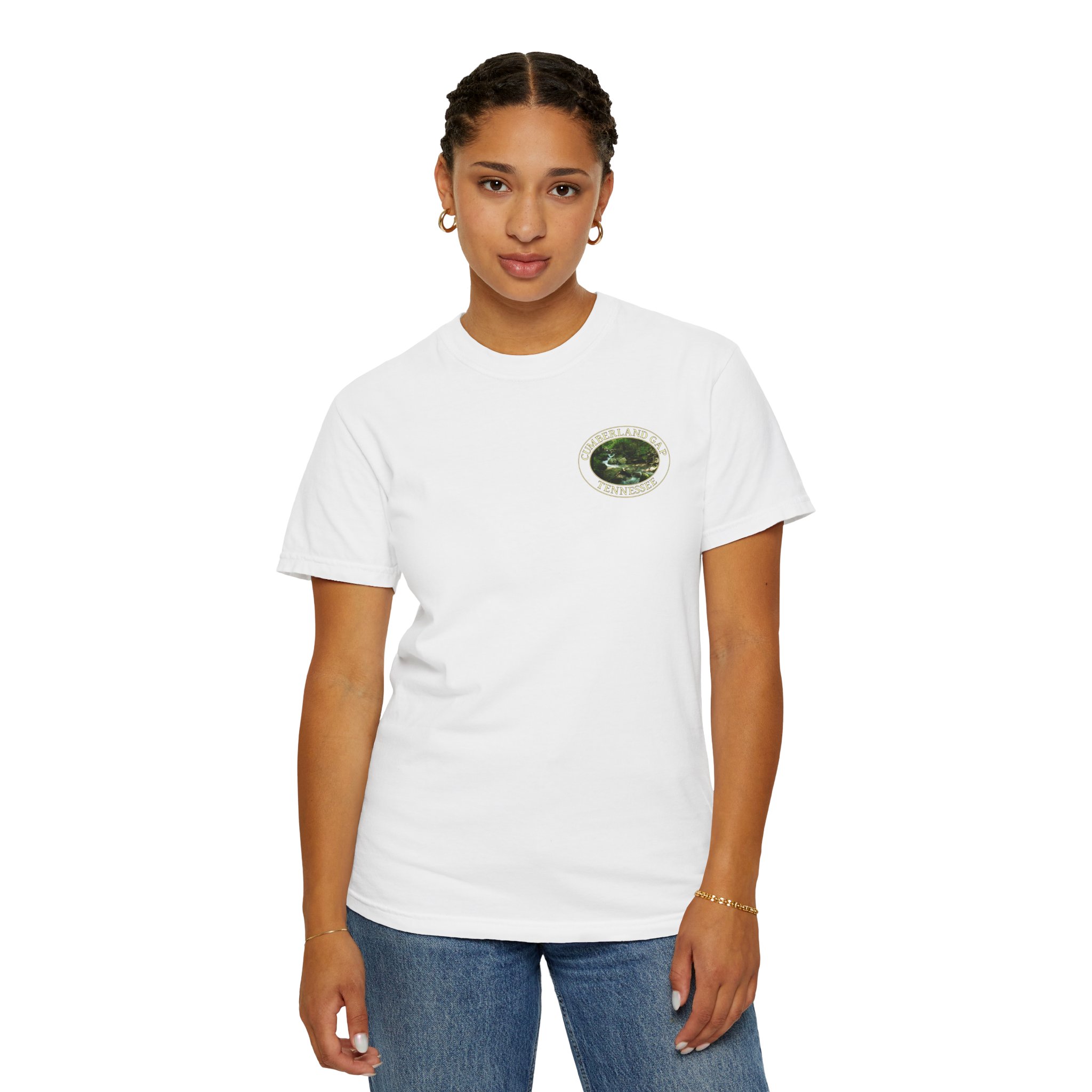 Mountain Stream in Cumberland Gap National Historical Park Relaxed Fit Garment-Dyed Heavyweight T-Shirt with Front and Back Print - Image 7