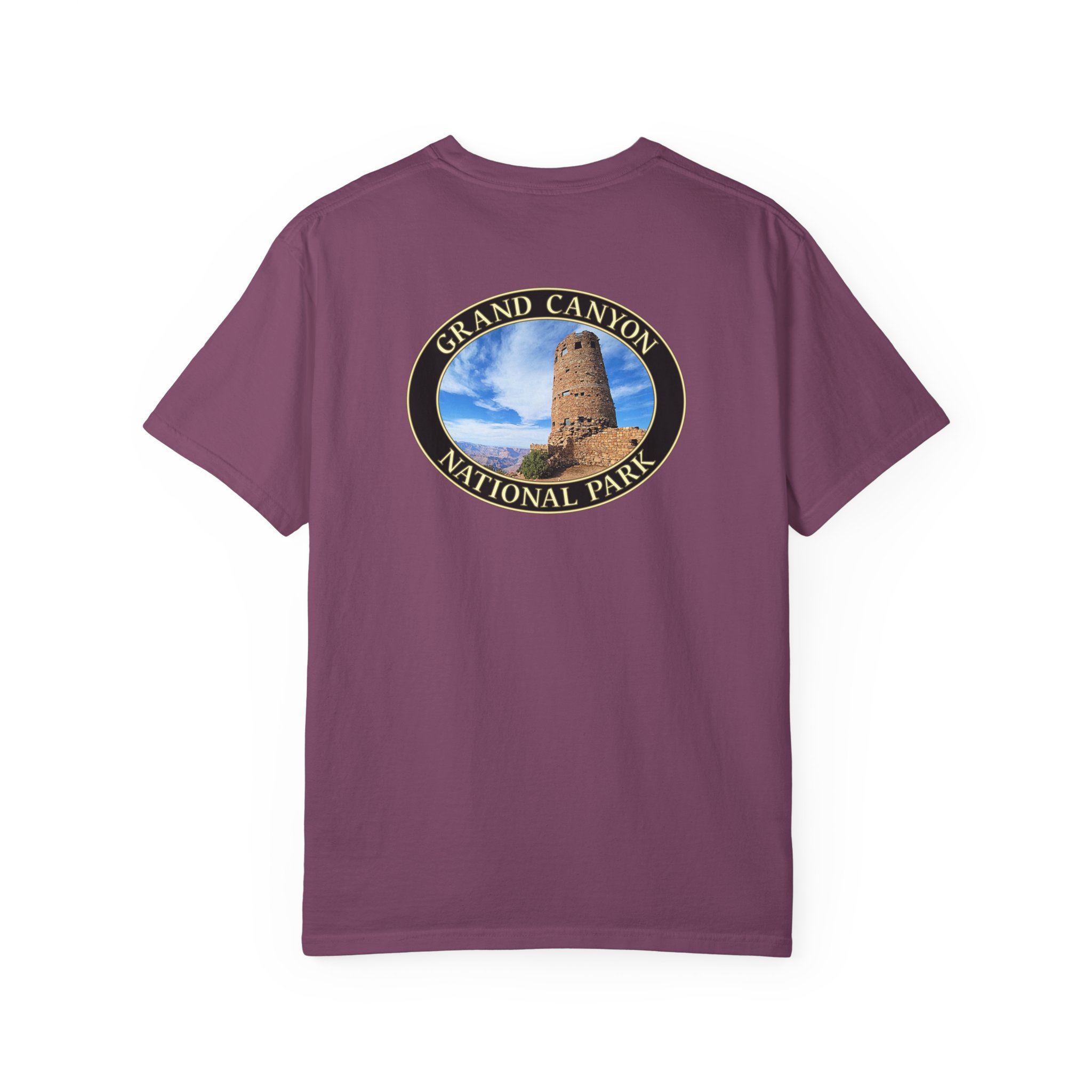 Desert View Watchtower at Grand Canyon National Park Scenic Travel T-Shirt with Relaxed Fit, Garment Dyed Heavyweight Tee - Image 26
