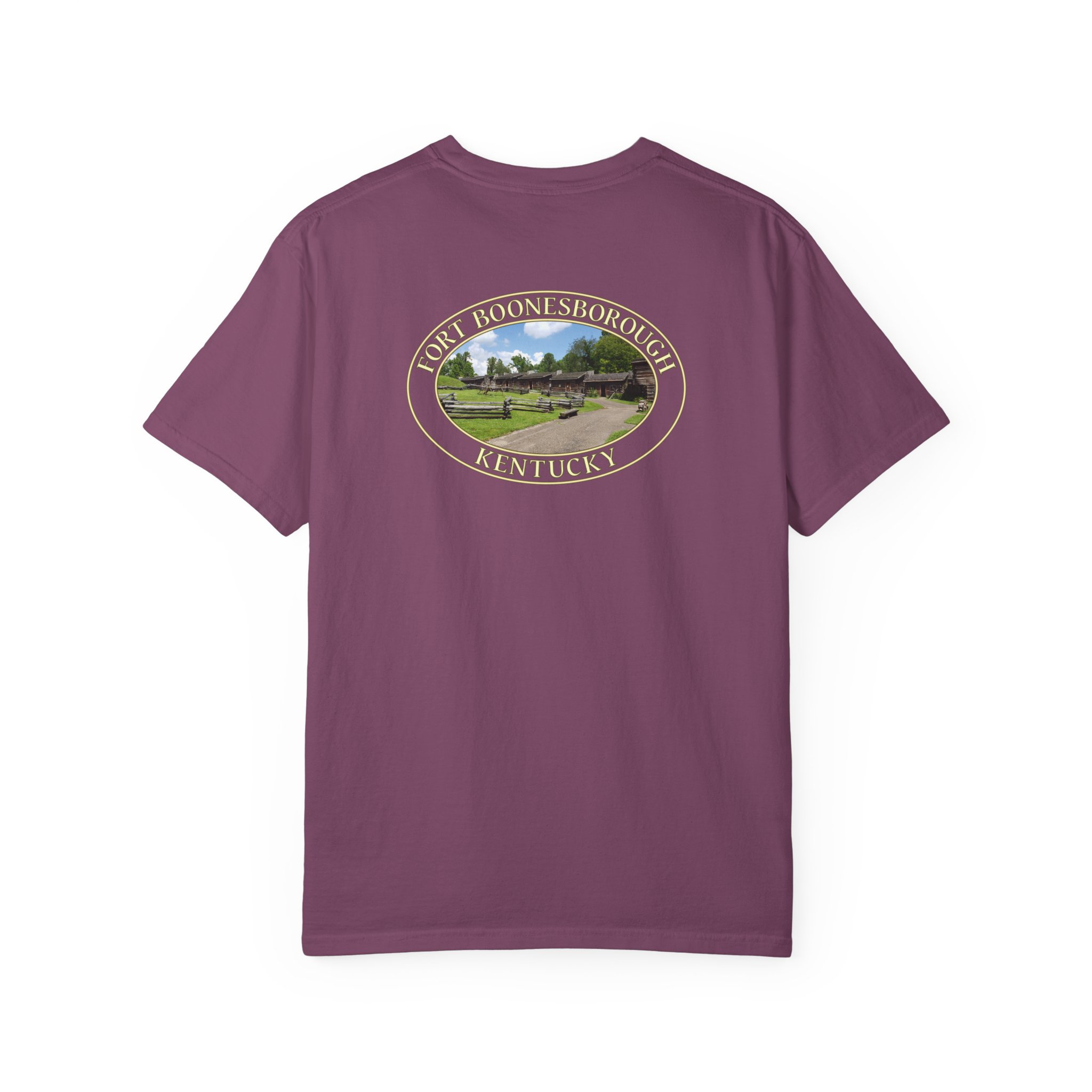 Historic Reproduction Buildings at Fort Boonesborough Kentucky Relaxed Fit Garment-Dyed Heavyweight T-Shirt for Outdoor and Travel Lovers - Image 26