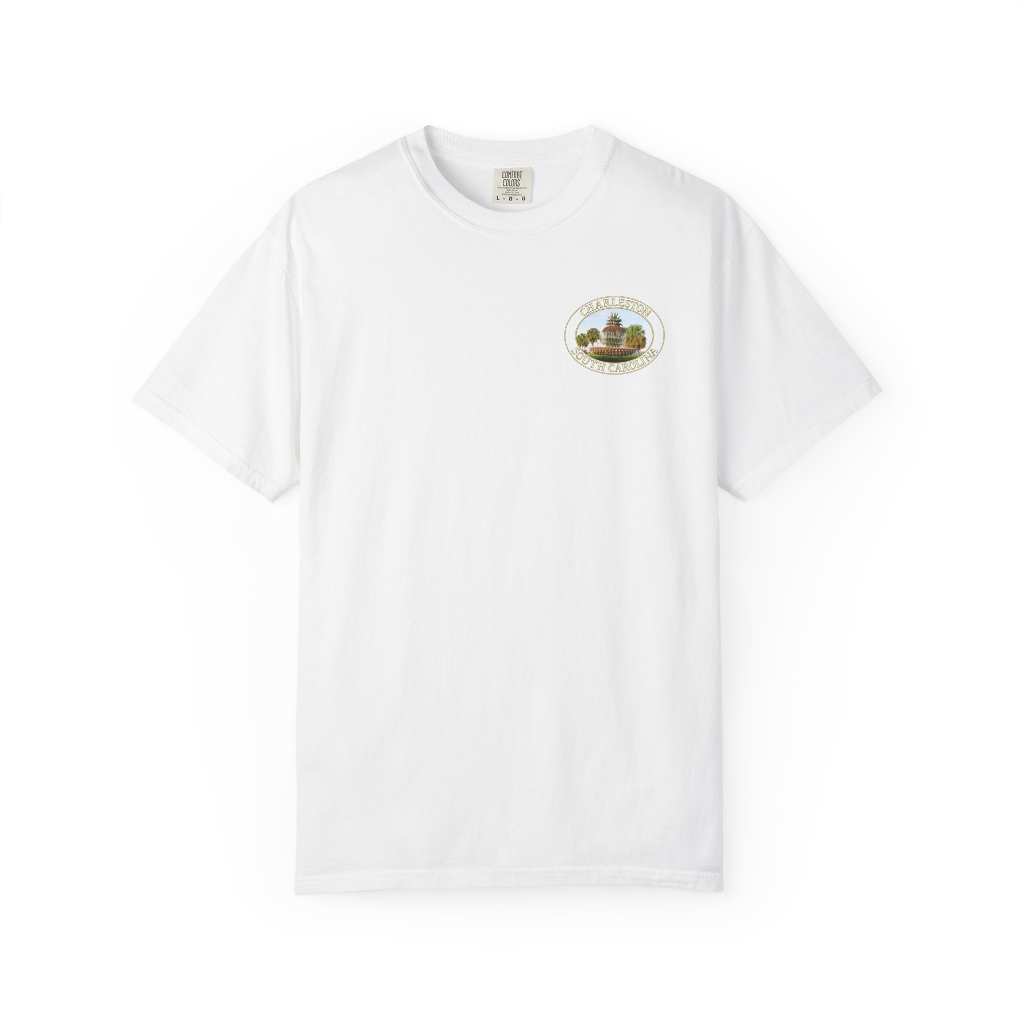 Pineapple Fountain Charleston SC Scenic Photography Garment-Dyed Heavyweight T-Shirt - Image 5