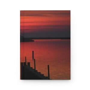 Red Sunset over Albemarle Sound Hardcover Journal - Outer Banks North Carolina Travel and Nature Notebook