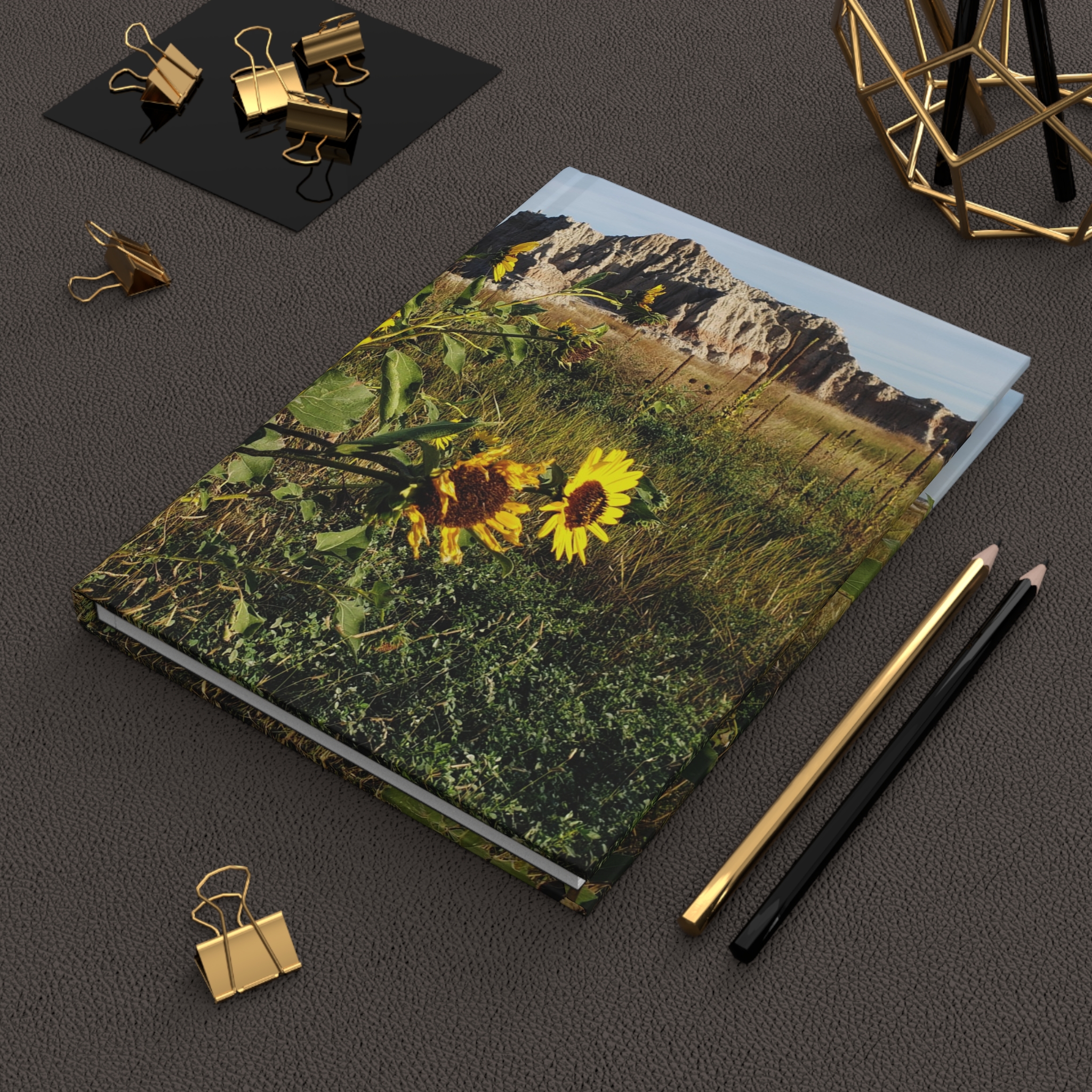 Sunflowers and Sandstone Buttes at Badlands National Park Hardcover Journal with Premium Matte Cover, Original Photography - Image 6
