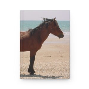 Wild Horse on the Beach at Outer Banks of North Carolina Hardcover Journal - Travel and Nature Notebook
