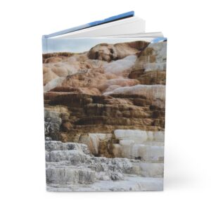 Brown and White Formations at Mammoth Hot Springs in Yellowstone National Park - Premium Hardcover Travel Journal