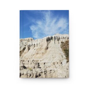 Sandstone Buttes under Clear Blue Sky at Badlands National Park, Premium Hardcover Travel Journal, Original Photography