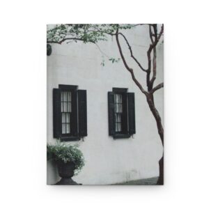 Charleston Architecture Hardcover Journal with White Stucco House and Antique Lantern, Travel Inspired Notebook, Original Photography