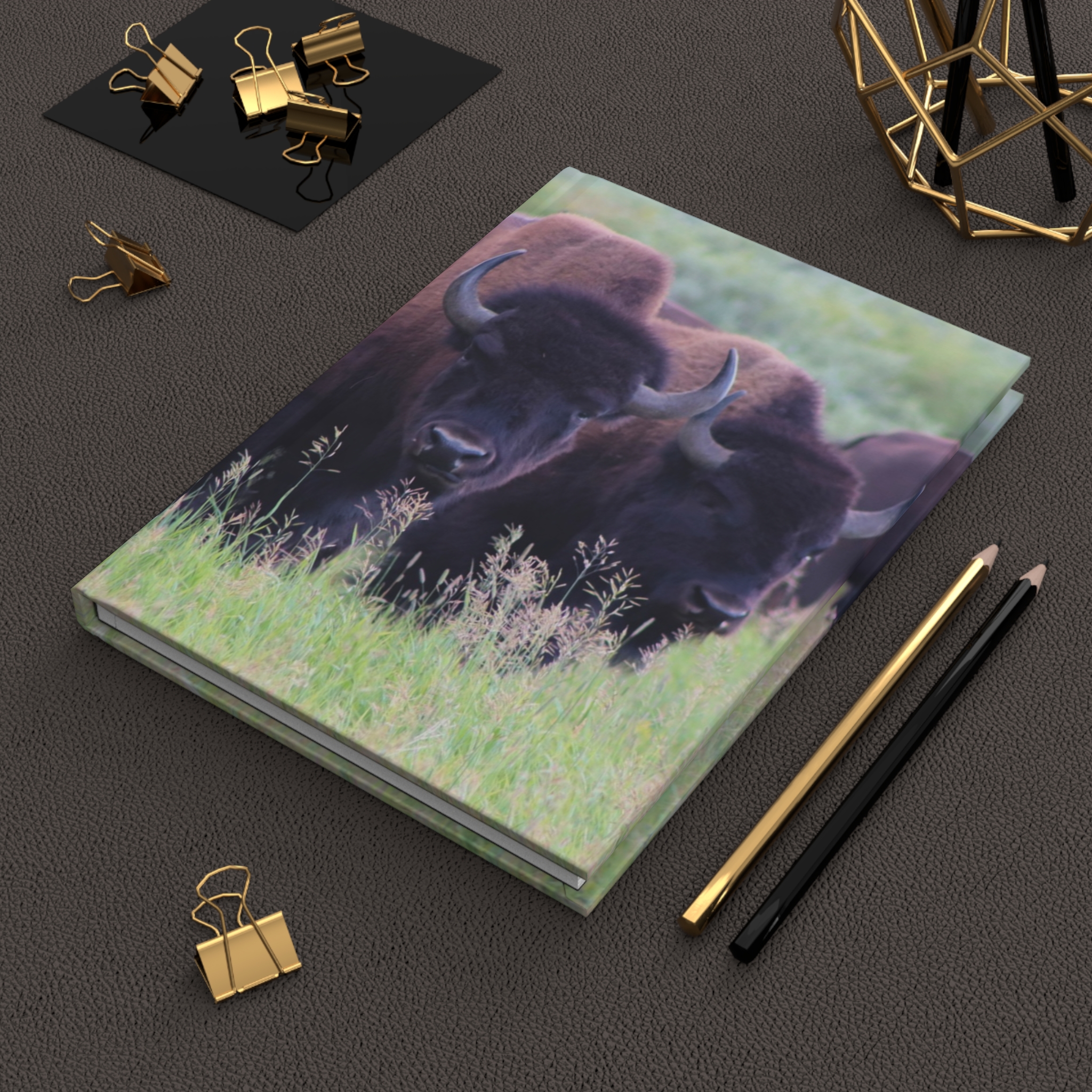 Wild Buffalo Herd in a Grassy Meadow Hardcover Journal, Grand Teton National Park Inspired Travel Notebook, Original Photography - Image 6