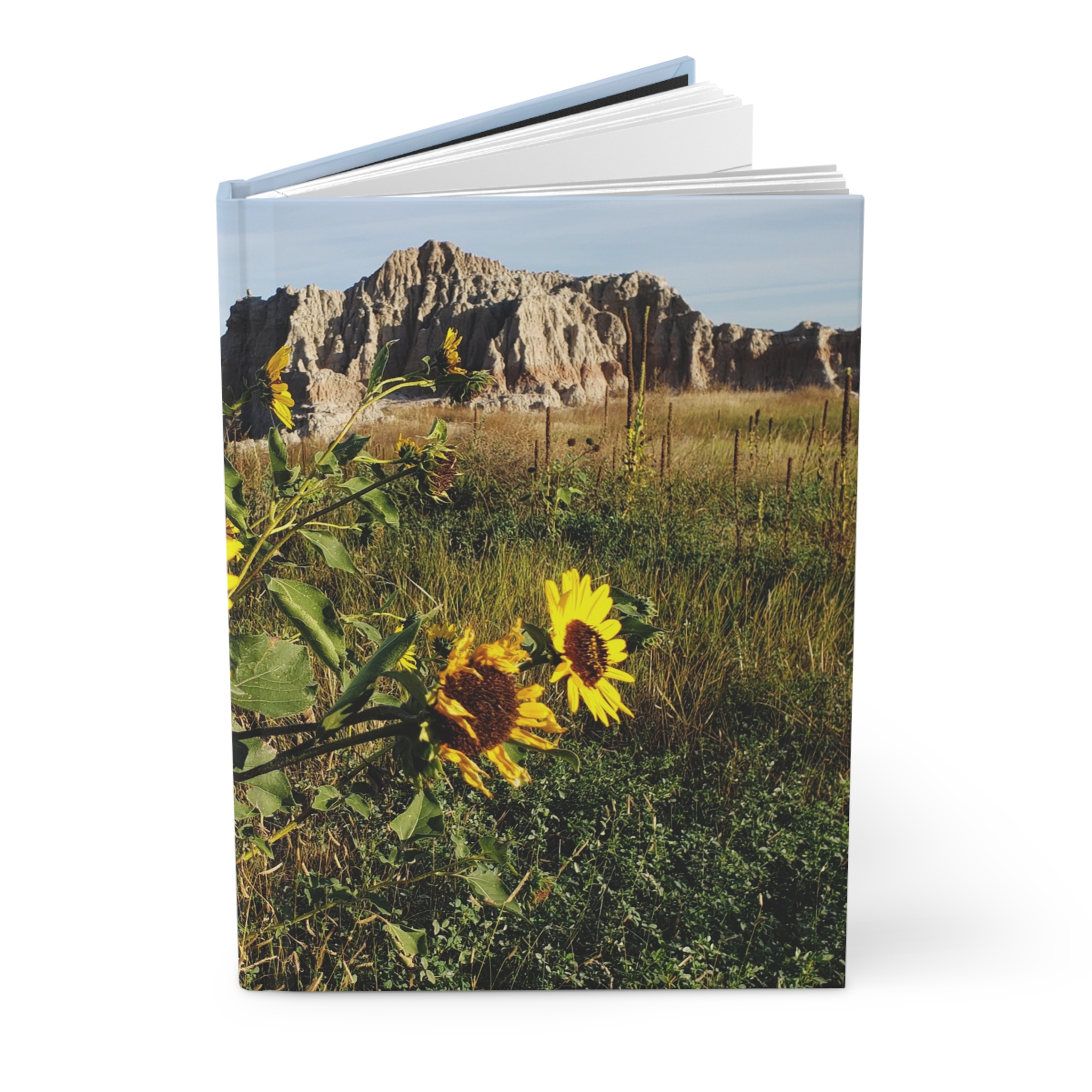 Sunflowers and Sandstone Buttes at Badlands National Park Hardcover Journal with Premium Matte Cover, Original Photography - Image 3