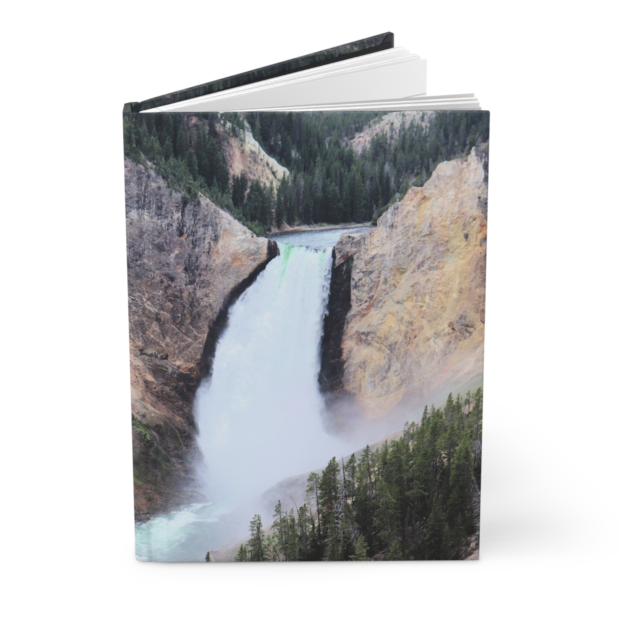 Closeup of Lower Yellowstone Falls in Yellowstone National Park Hardcover Journal with Matte Cover and Lined Pages