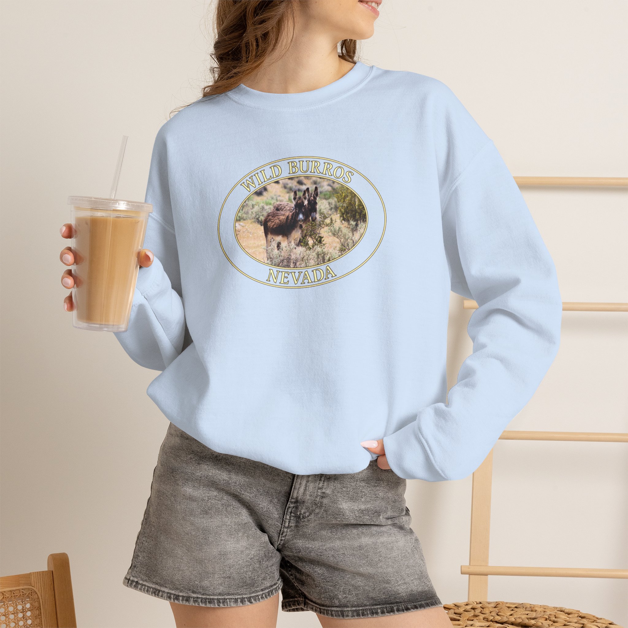 GentleSeas Wild Donkey Couple Crewneck Sweatshirt Featuring Original Western Nevada Photography - Image 18