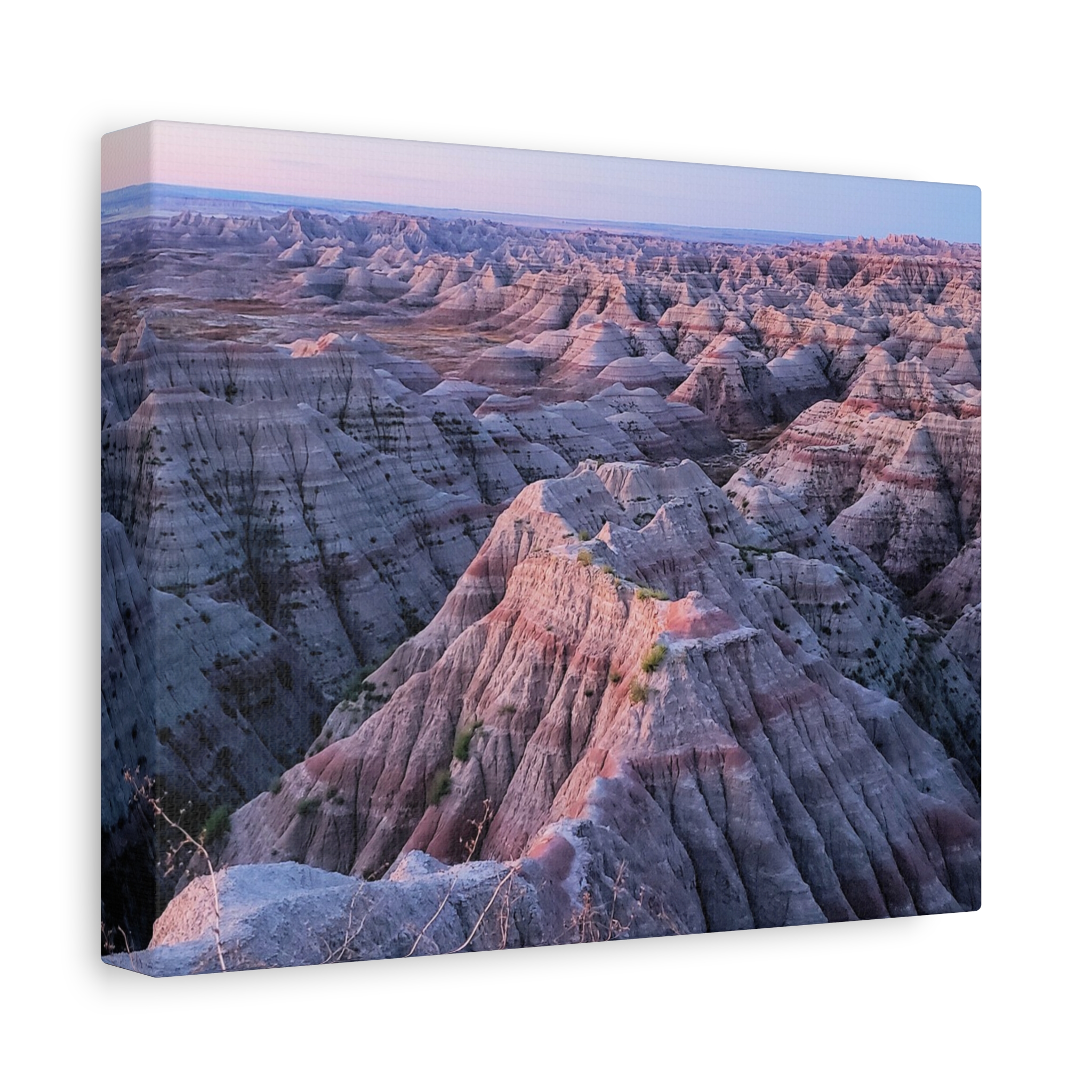 Sunrise over Buttes and Cliffs at Badlands National Park South Dakota | Wrapped Canvas Wall Art | Vibrant Pastel Sky and Desert Landscape for Rustic, Modern, or Nature-Inspired Home Décor - Image 2