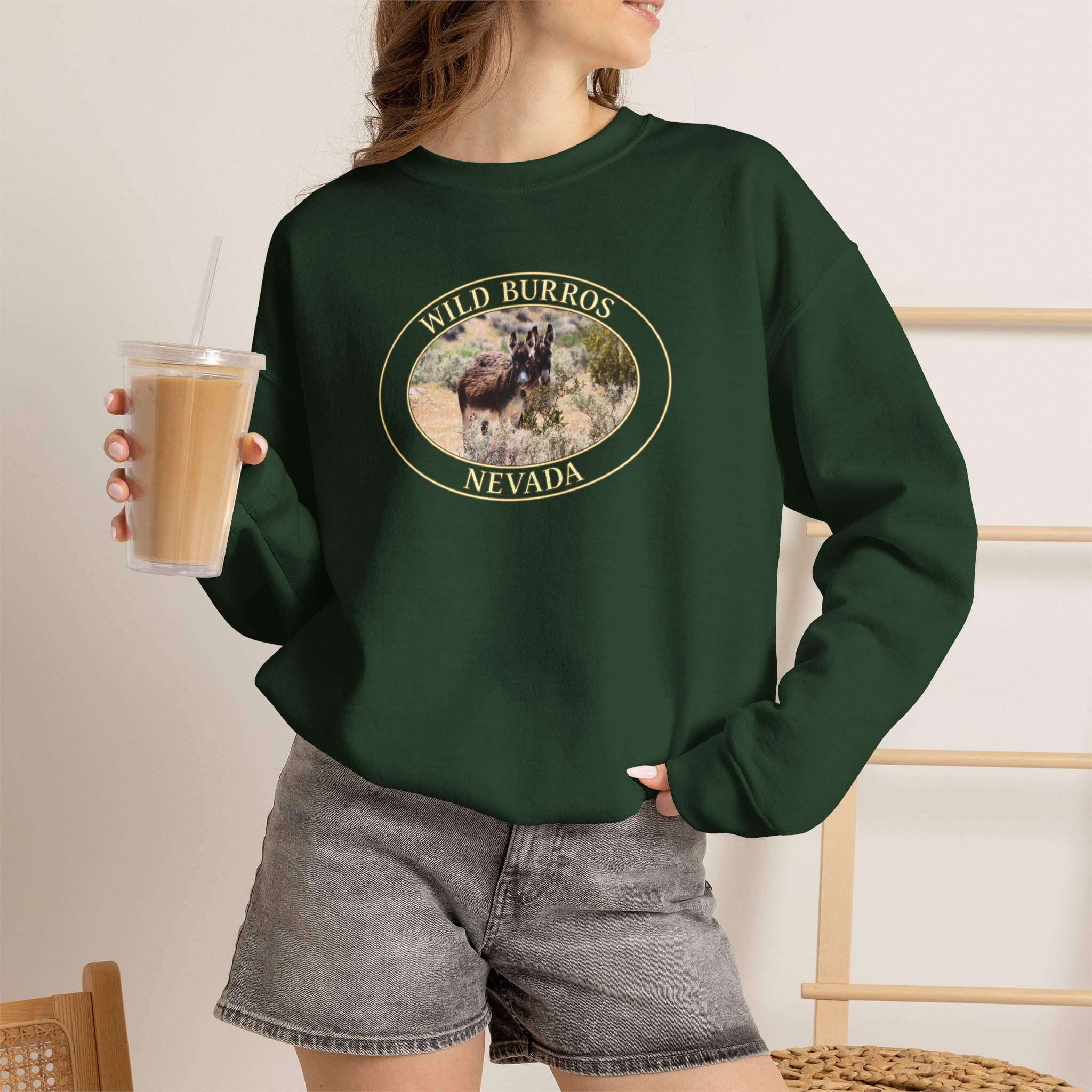 GentleSeas Wild Donkey Couple Crewneck Sweatshirt Featuring Original Western Nevada Photography - Image 16