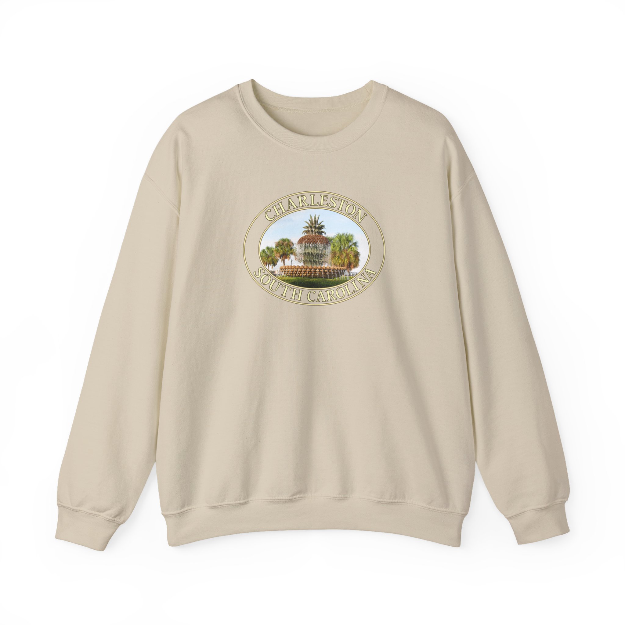 GentleSeas Pineapple Fountain Charleston SC Crewneck Sweatshirt - Cozy Travel & Nature Apparel - Image 9