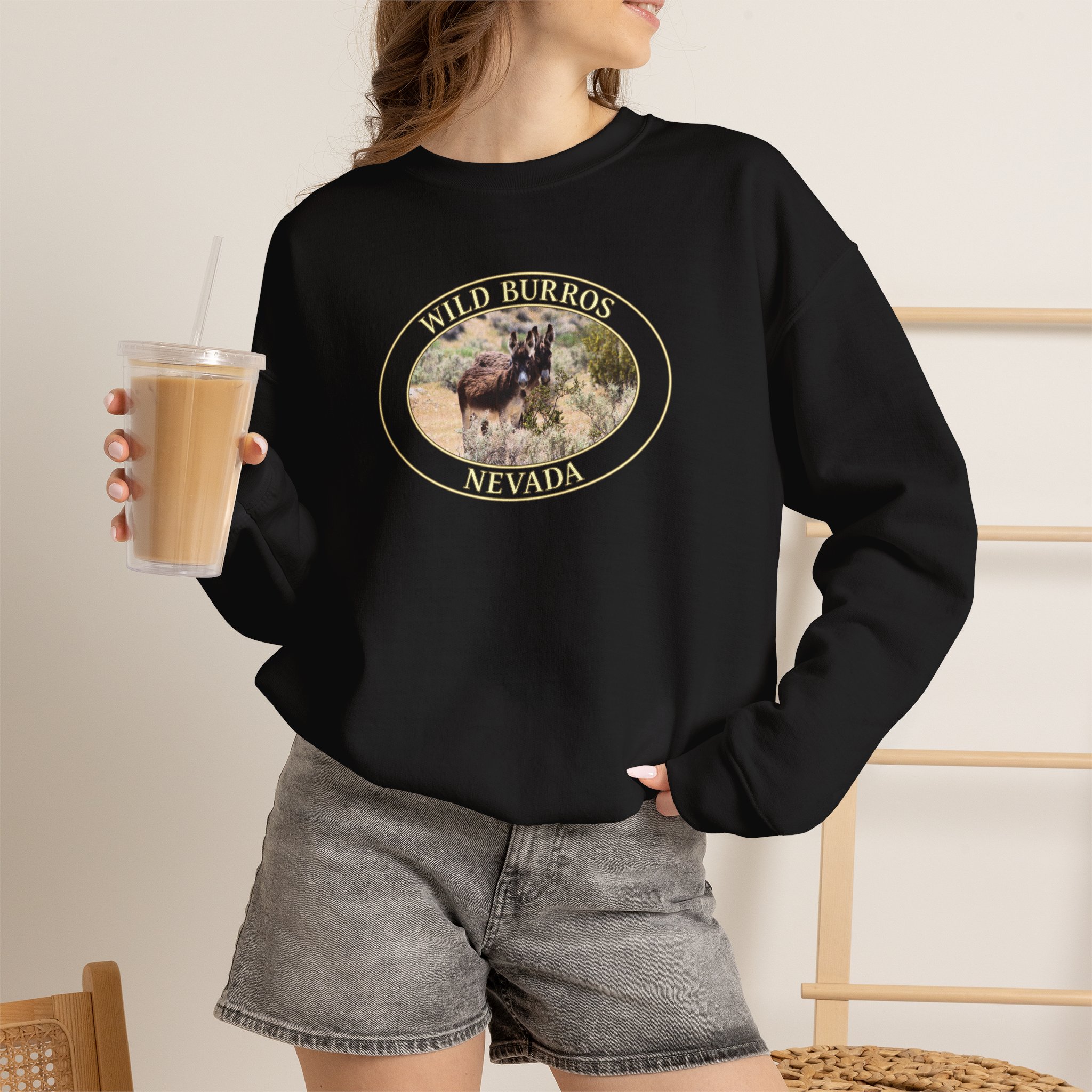 GentleSeas Wild Donkey Couple Crewneck Sweatshirt Featuring Original Western Nevada Photography - Image 8