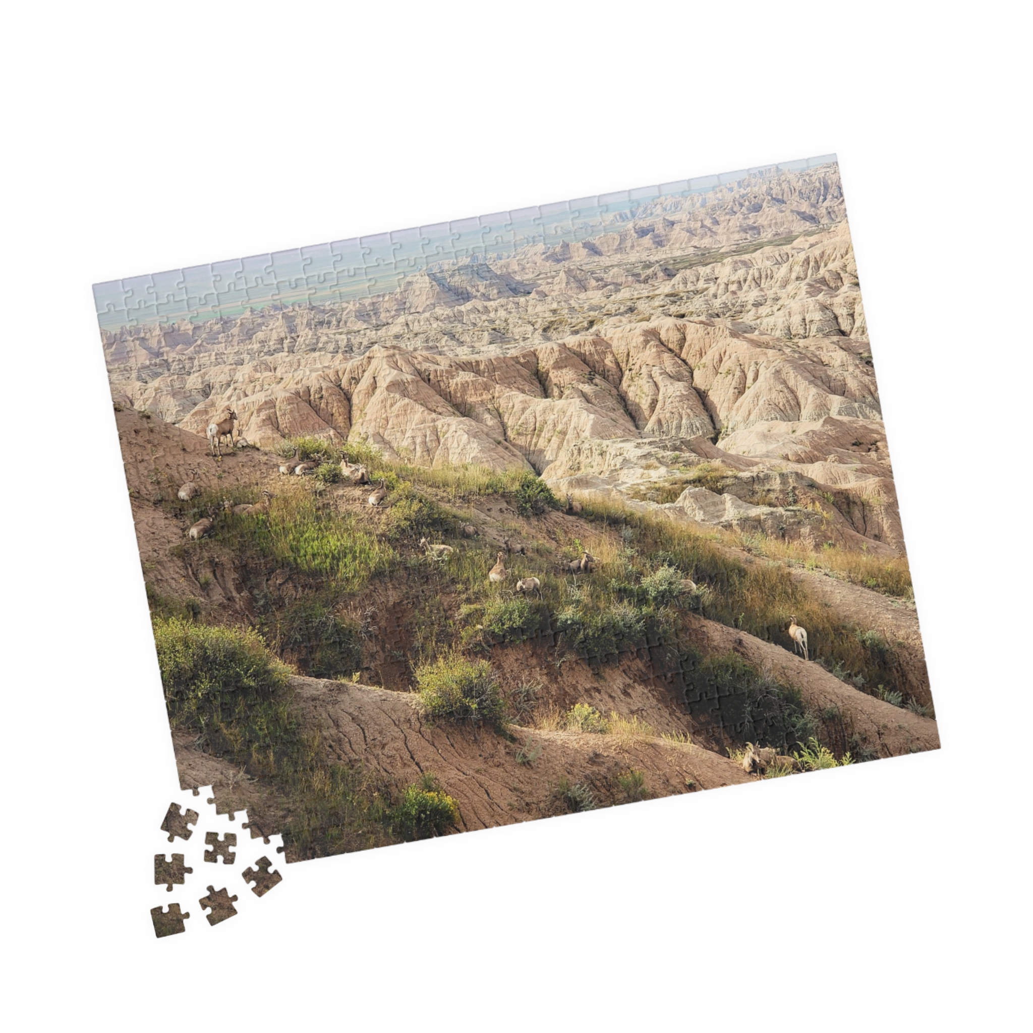 Bighorn Sheep Herd Puzzle Featuring Badlands National Park Landscape - Multiple Sizes - Image 11