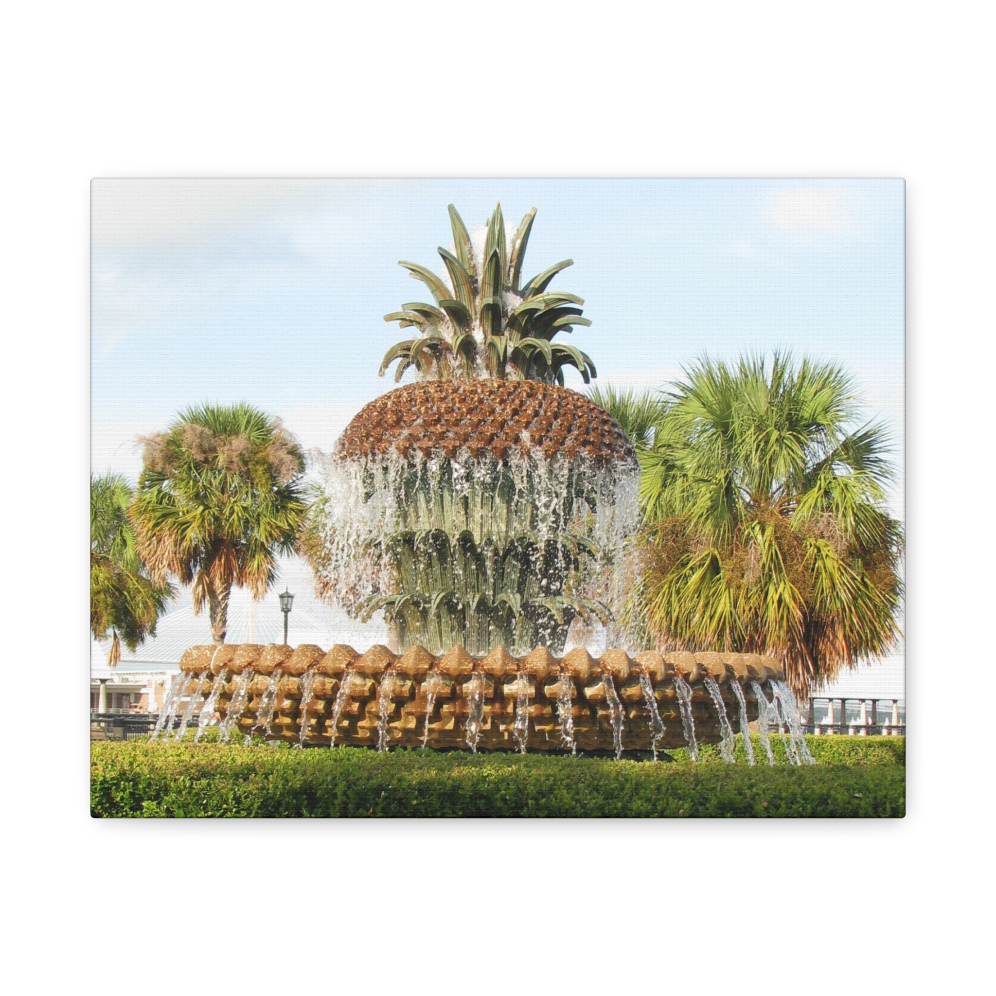 Wrapped Canvas Wall Art of Pineapple Fountain in Charleston South Carolina – Riley Waterfront Park Southern Coastal Décor Landmark Photography - Image 5