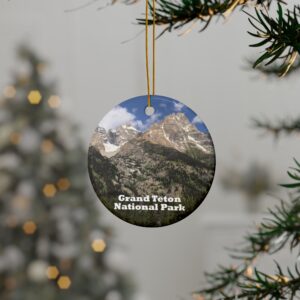 Grand Teton Mountains Ceramic Ornament Featuring Original GentleSeas Photography - National Park Holiday Decor