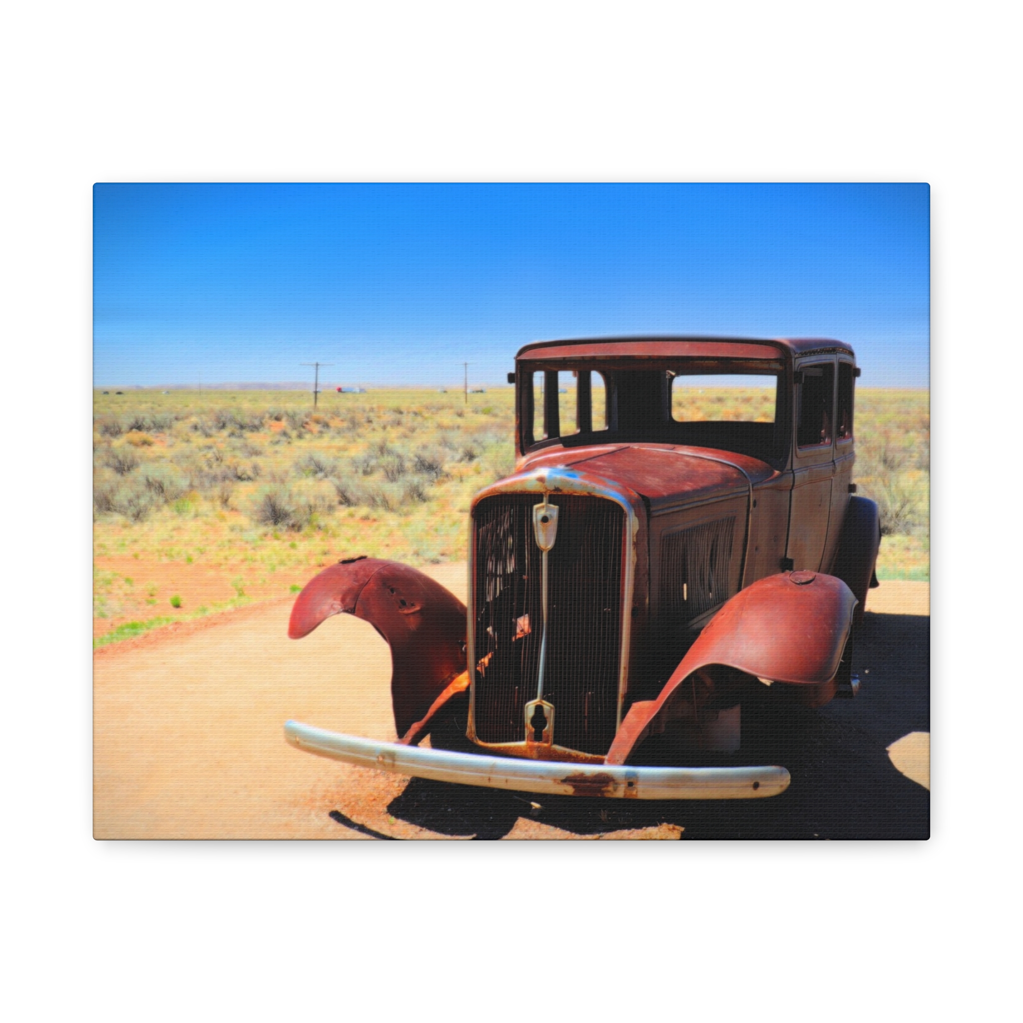 Antique Car – Wrapped Canvas Wall Art | Route 66 Near Holbrook, Arizona Print | Vintage Americana Desert Home Decor - Image 5