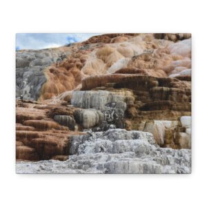 Mammoth Hot Springs Yellowstone National Park Wrapped Canvas Wall Art | Scenic Landscape Photography Décor | Vibrant National Park Artwork for Home, Lodge, or Cabin | Ready to Hang Canvas