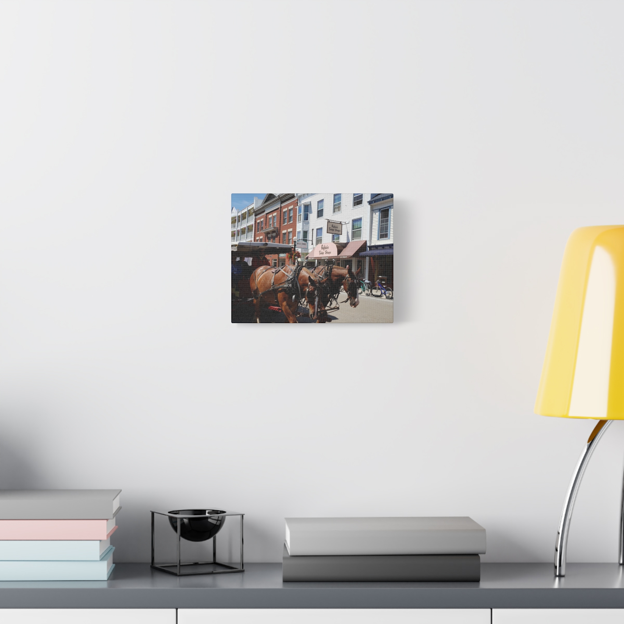 Downtown Horse and Carriage on Mackinac Island Wrapped Canvas Wall Art – Historic Michigan Street Scene Photography – Great Lakes Travel Décor – Horses, Carriage Rides, and Island Life Print Ready to... - Image 3