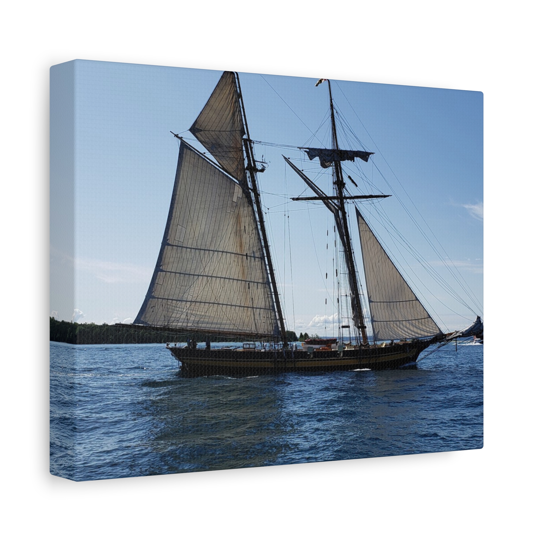Schooner on Lake Huron near Mackinac Island Wrapped Canvas Wall Art – Great Lakes Nautical Photography – Michigan Sailing Ship Print Ready to Hang - Image 2
