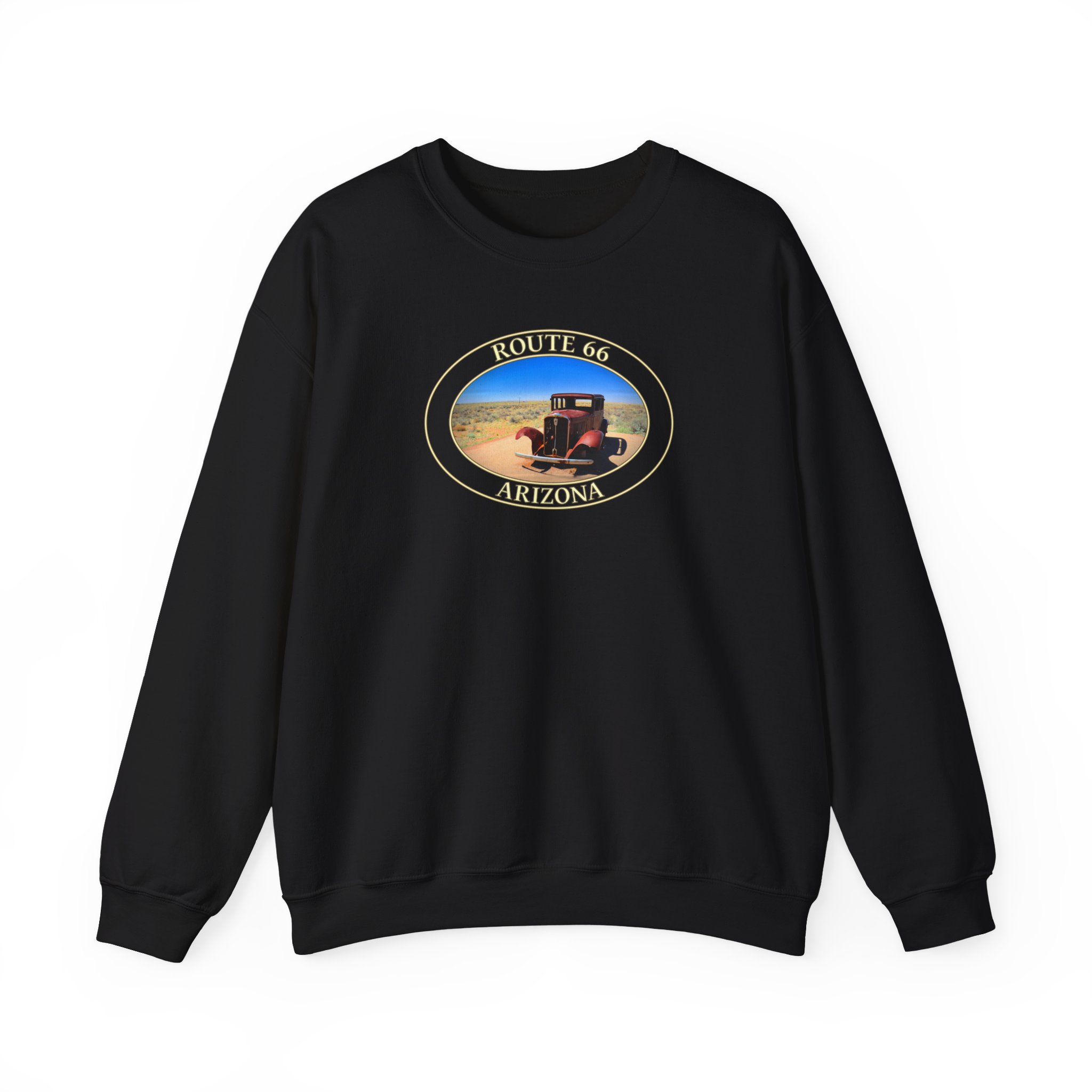 GentleSeas Crewneck Sweatshirt Featuring Antique Car on Historic Route 66 in Petrified Forest National Park - Image 7