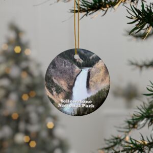 GentleSeas Ceramic Ornament Featuring Closeup of Lower Yellowstone Falls in Yellowstone National Park - Holiday Keepsake