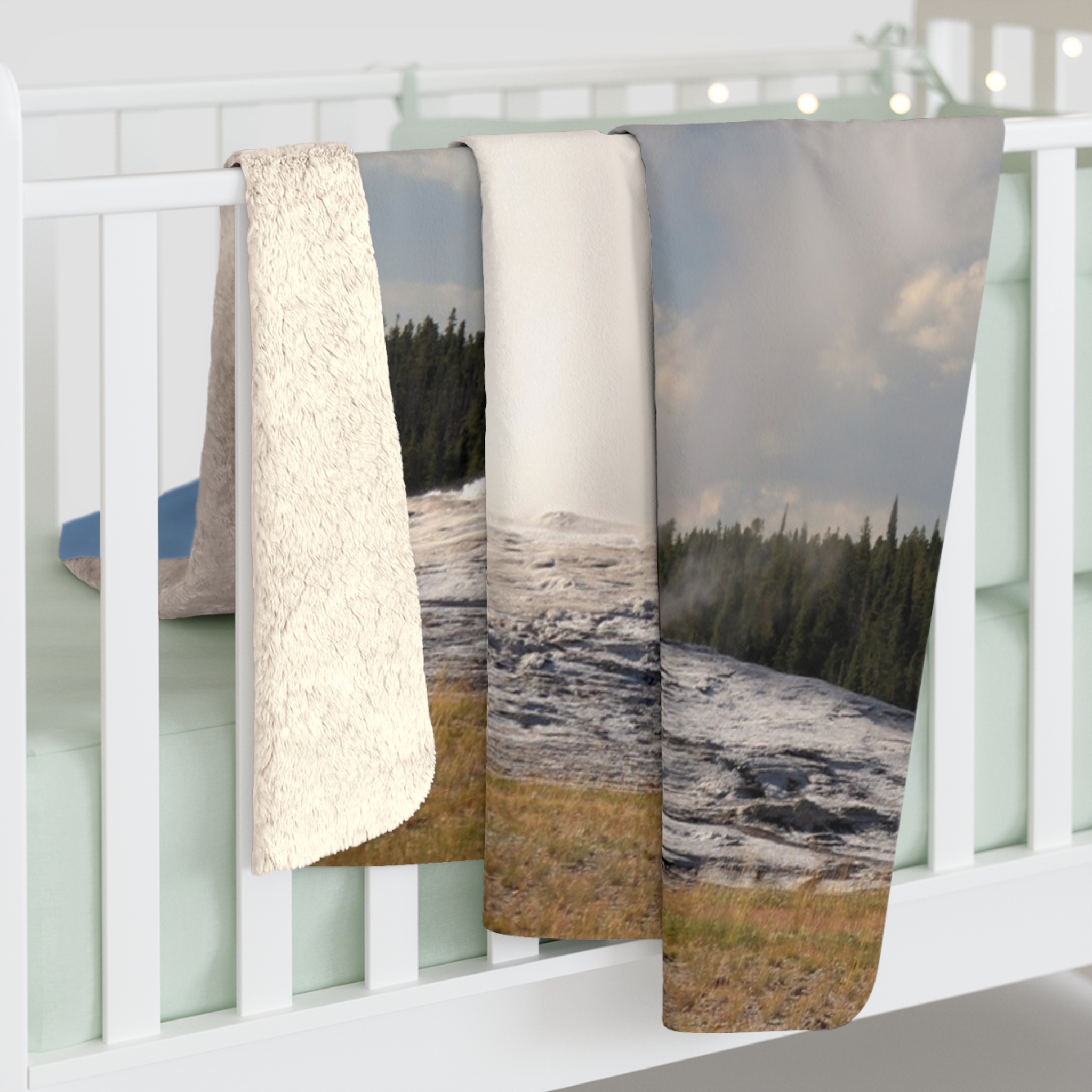 GentleSeas Sherpa Fleece Blanket Featuring Old Faithful Geyser Eruption at Yellowstone National Park - Image 4