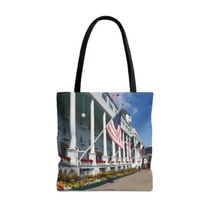 Grand Hotel on Mackinac Island Michigan Scenic Photography Tote Bag, Durable and Vibrant All-Over Print, Original GentleSeas Photography