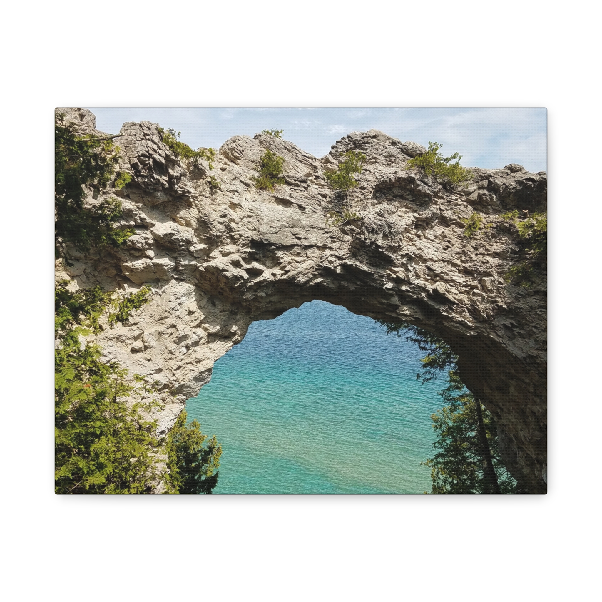 Arch Rock on Mackinac Island Wrapped Canvas Wall Art – Lake Huron Scenic Photography – Michigan Great Lakes Landmark Nature Décor – Limestone Rock Formation Print Ready to Hang - Image 5