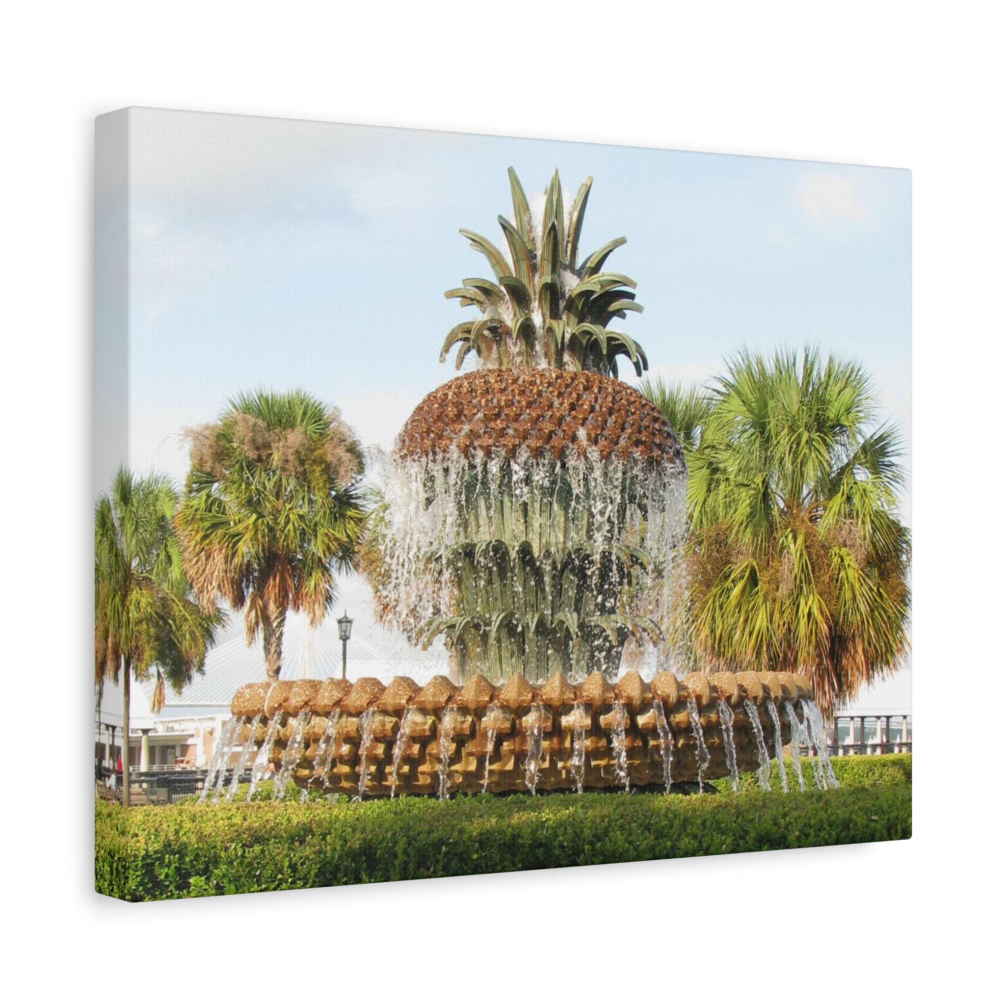 Wrapped Canvas Wall Art of Pineapple Fountain in Charleston South Carolina – Riley Waterfront Park Southern Coastal Décor Landmark Photography - Image 6