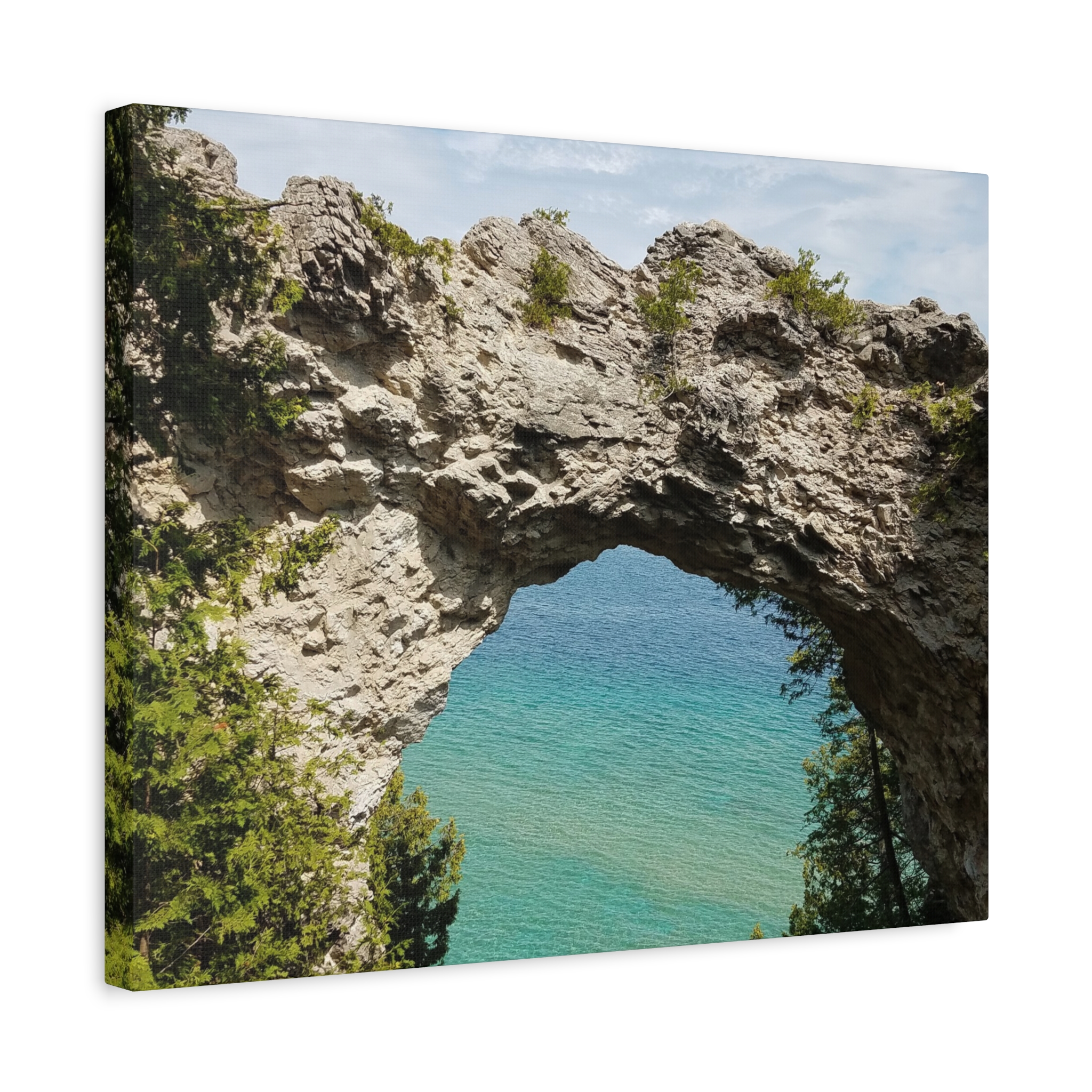 Arch Rock on Mackinac Island Wrapped Canvas Wall Art – Lake Huron Scenic Photography – Michigan Great Lakes Landmark Nature Décor – Limestone Rock Formation Print Ready to Hang - Image 10