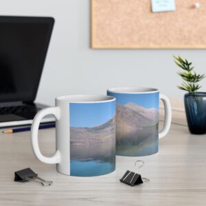 Lake McDonald Reflection at Glacier National Park Ceramic Wraparound Mug, Scenic Nature Photography Coffee Cup, Original GentleSeas Photograph