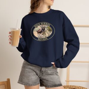 GentleSeas Wild Donkey Couple Crewneck Sweatshirt Featuring Original Western Nevada Photography