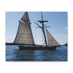 Schooner on Lake Huron near Mackinac Island Wrapped Canvas Wall Art – Great Lakes Nautical Photography – Michigan Sailing Ship Print Ready to Hang
