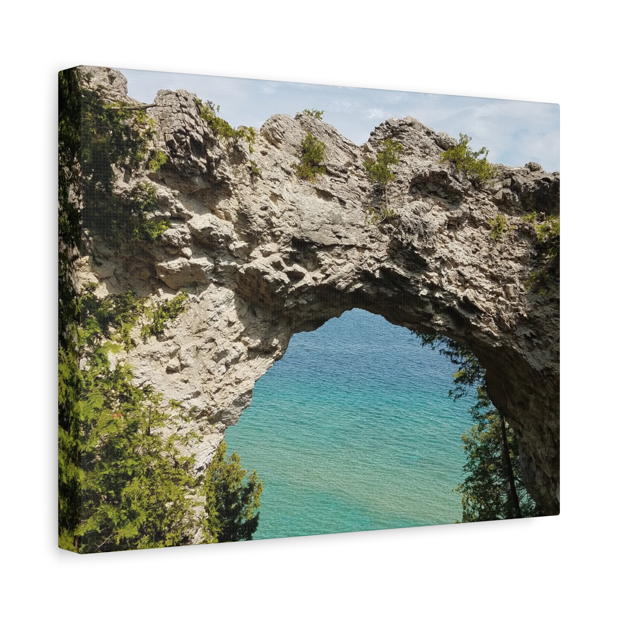 Arch Rock on Mackinac Island Wrapped Canvas Wall Art – Lake Huron Scenic Photography – Michigan Great Lakes Landmark Nature Décor – Limestone Rock Formation Print Ready to Hang - Image 6