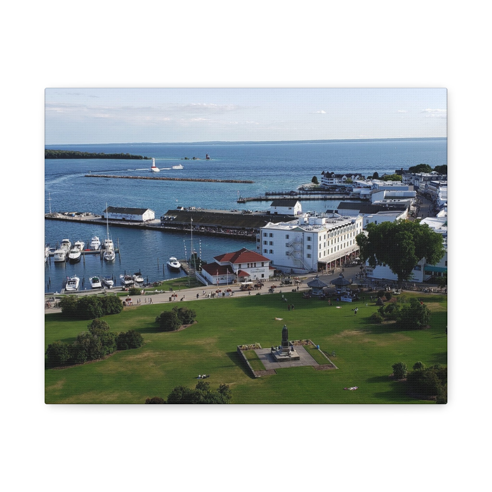 Harbor and Downtown Mackinac Island Wrapped Canvas Wall Art – Michigan Great Lakes Photography – Lake Huron Marina, Waterfront, and Historic Downtown Print Ready to Hang - Image 5