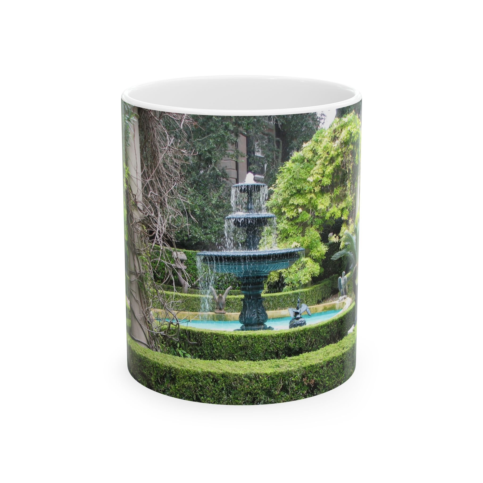 Charleston Garden with Small Fountain Ceramic Wraparound Mug Featuring Original GentleSeas Photography - Nature Inspired Drinkware for Travel and Outdoor Lovers - Image 2