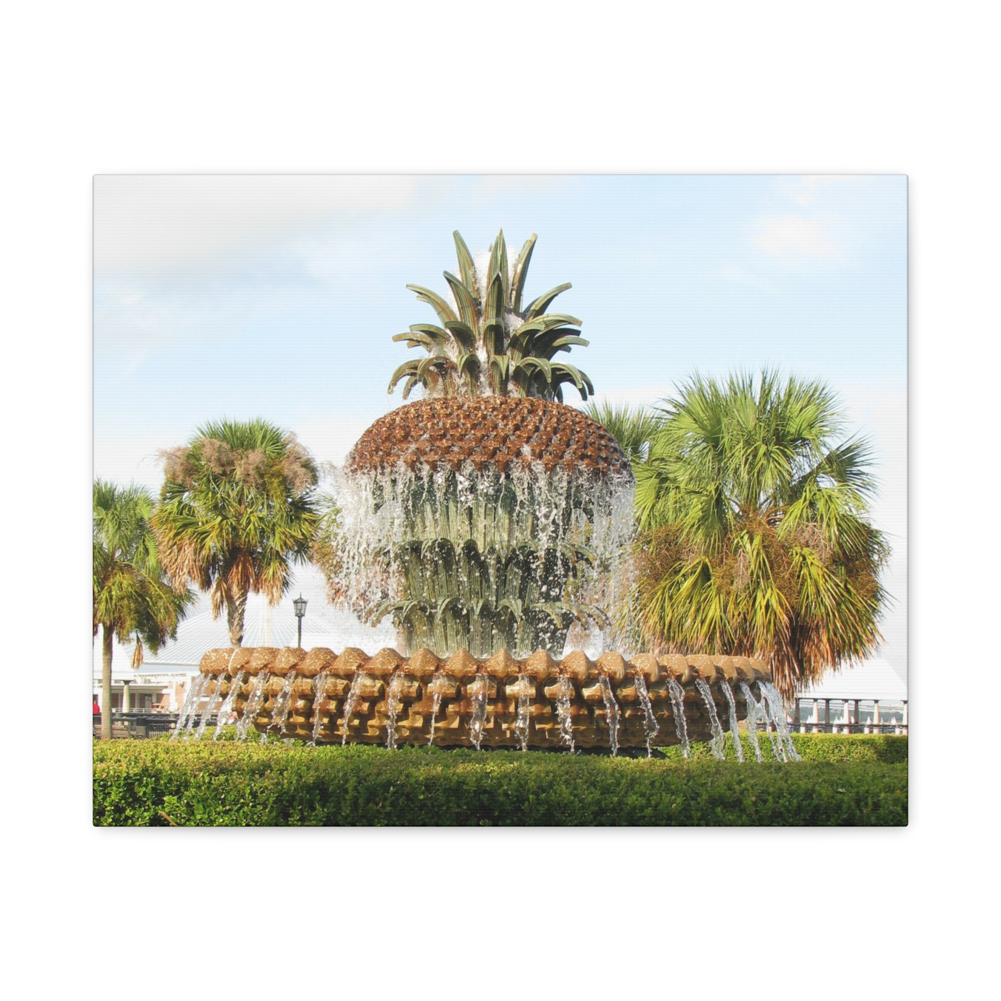 Wrapped Canvas Wall Art of Pineapple Fountain in Charleston South Carolina – Riley Waterfront Park Southern Coastal Décor Landmark Photography - Image 9
